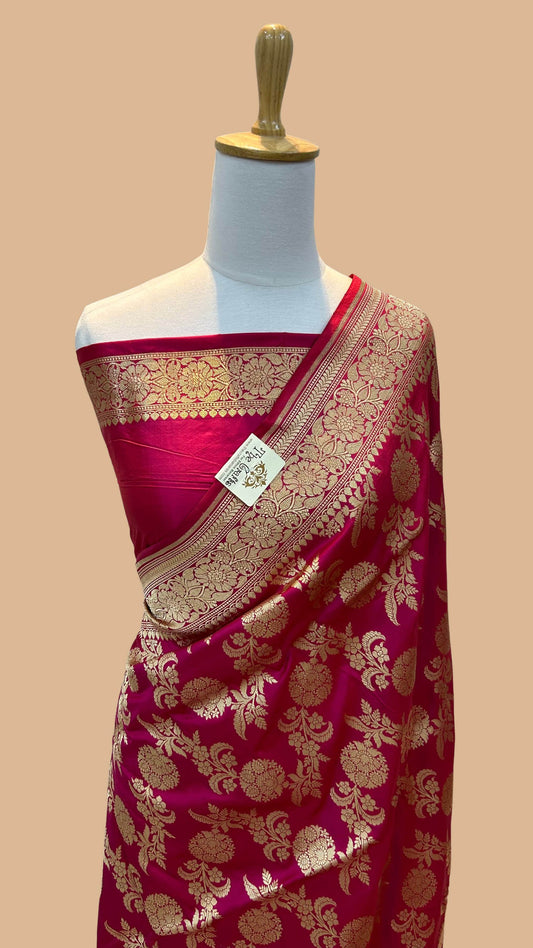 Pure Katan Silk Handloom Banarasi Saree - jaal work