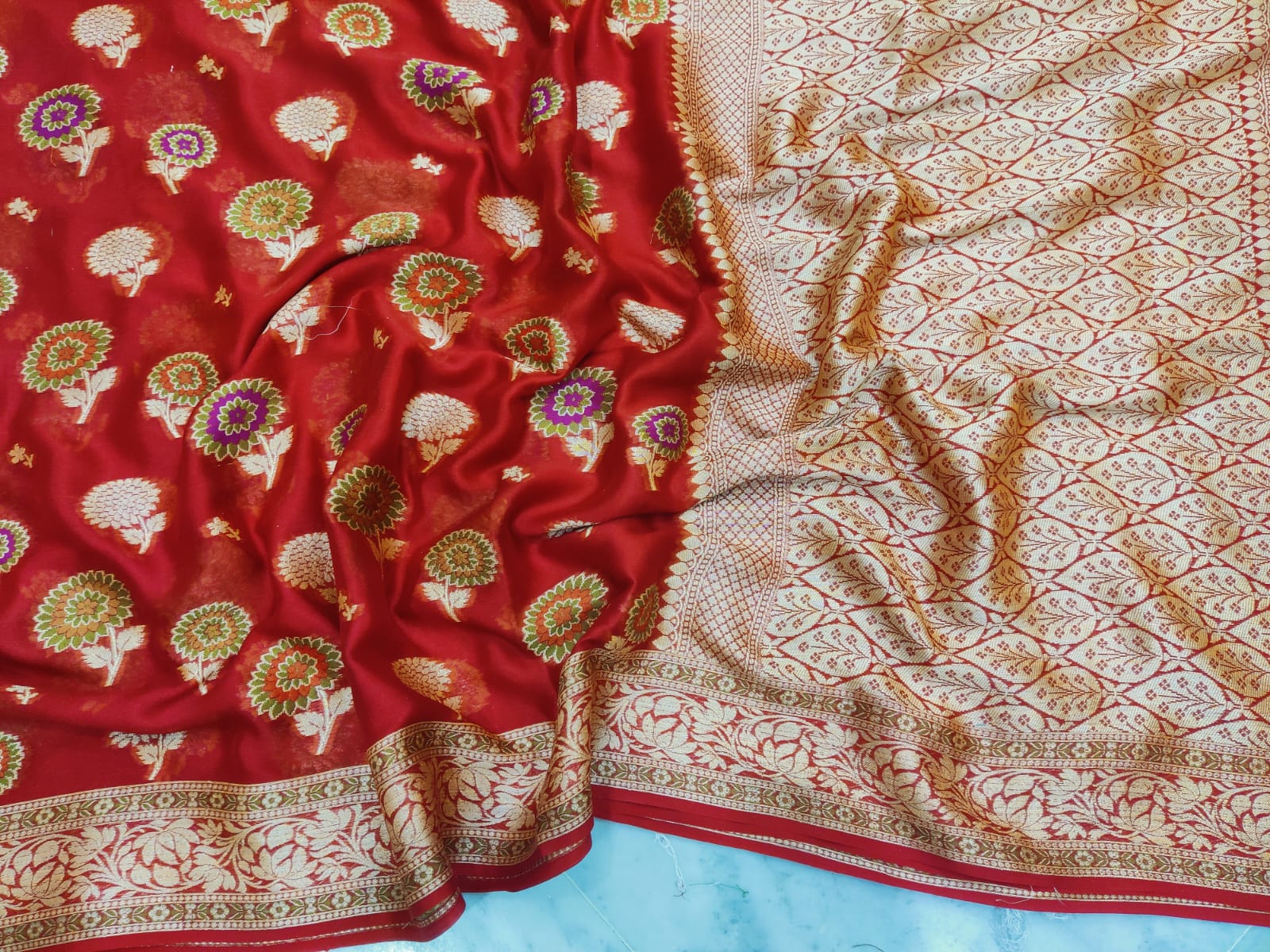 Pure Khaddi Chiffon Banarasi Saree