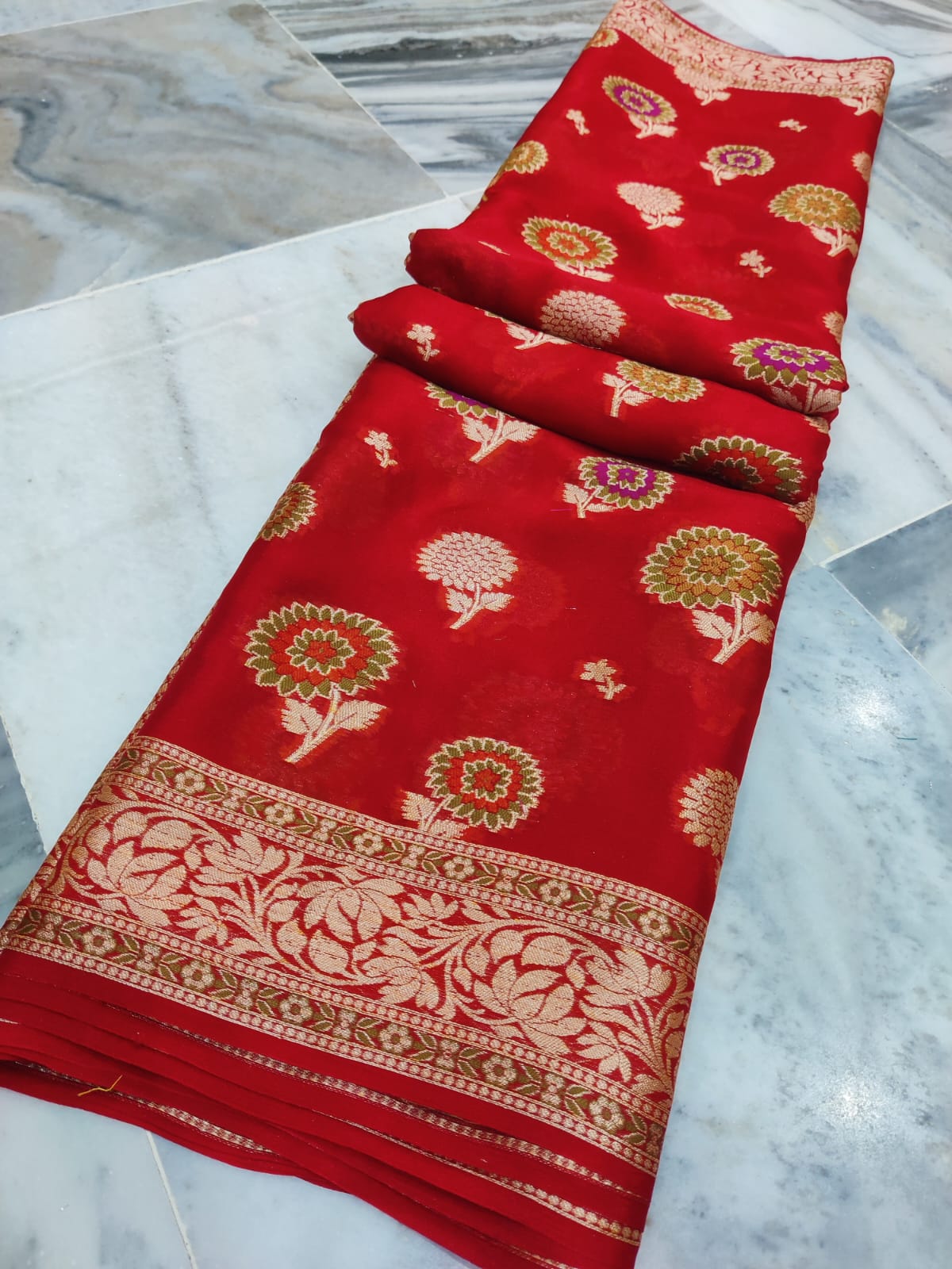 Pure Khaddi Chiffon Banarasi Saree