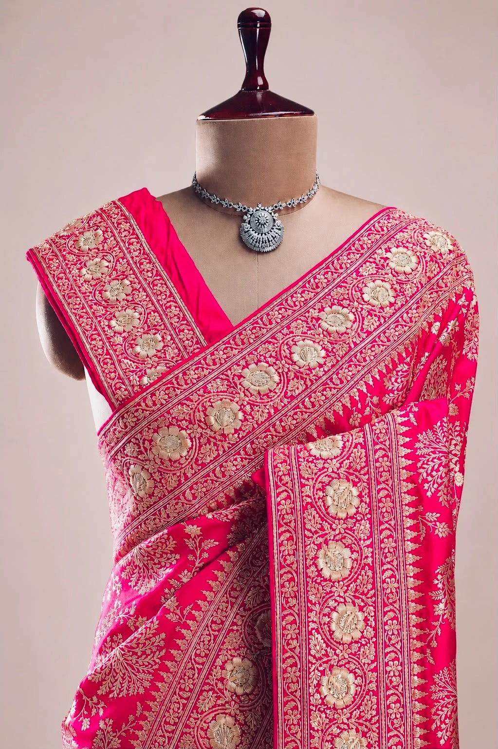 Pure Katan Silk Handloom Banarasi Saree with Gotta Patti Zardozi Handwork
