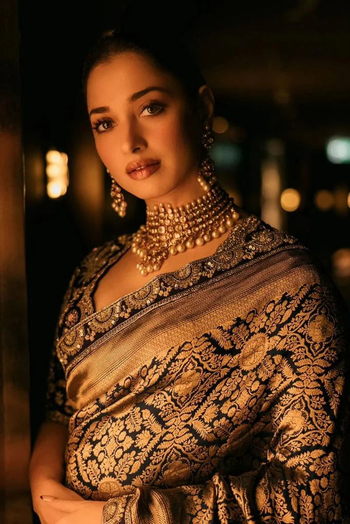 Tamannaah Bhatia Pure Katan Silk Handloom Banarasi Saree - Tanchui Brocade