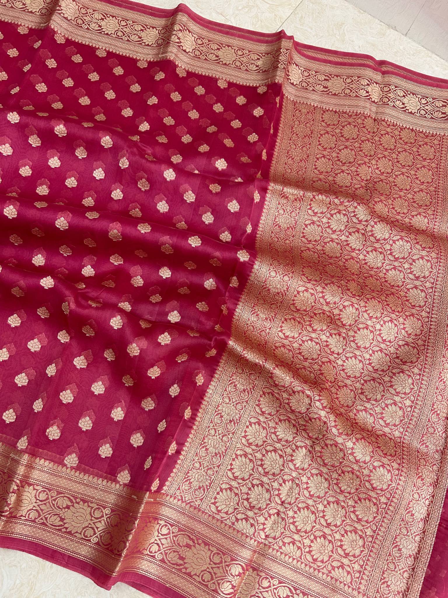 Pure Kora Silk Handloom Banarasi Saree