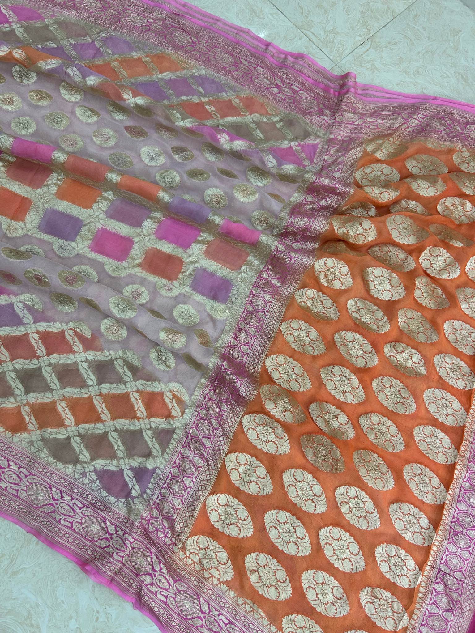 Khaddi Georgette Handloom Banarasi Saree