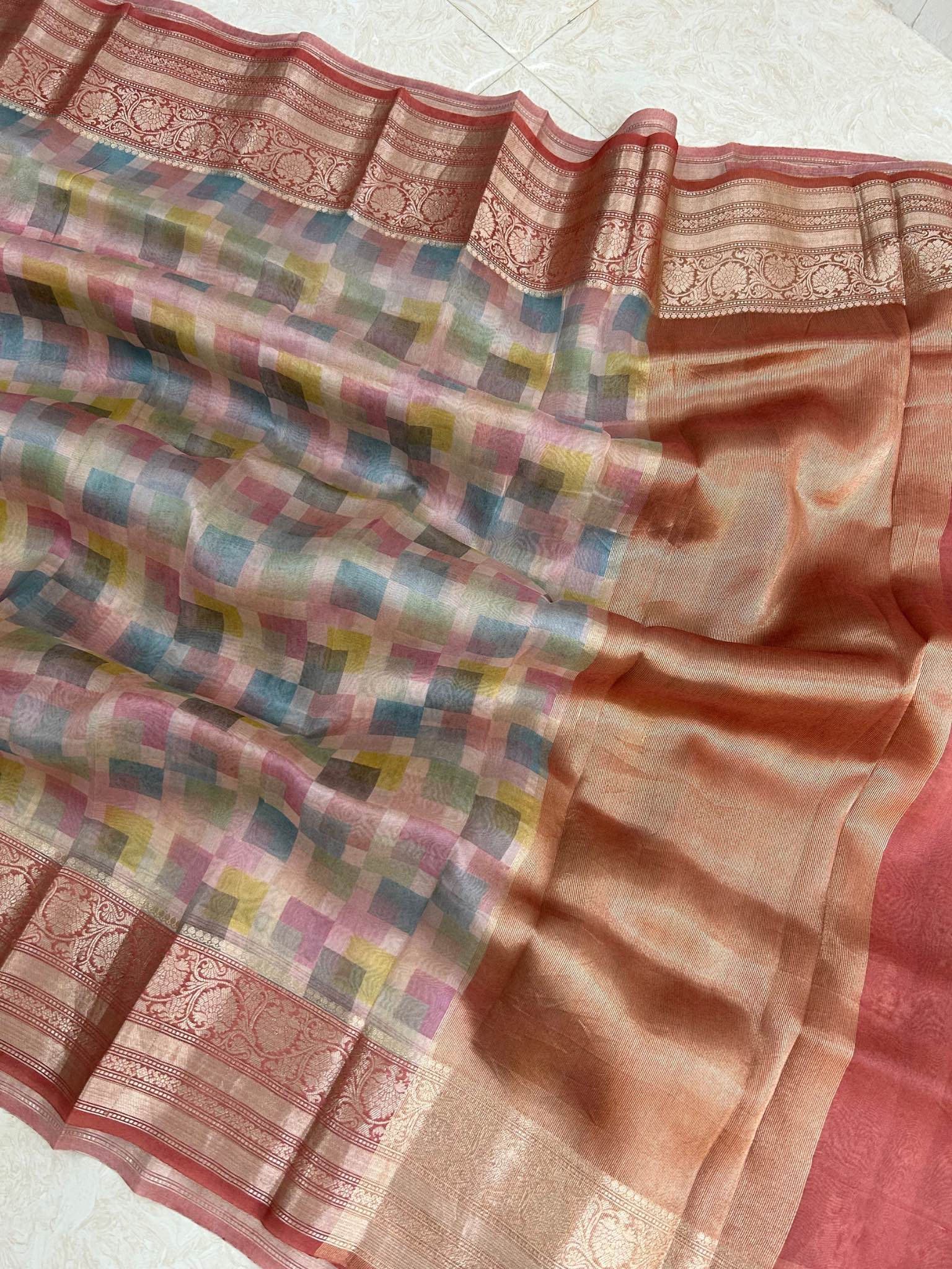 Pure Kora Silk Handloom Banarasi Saree