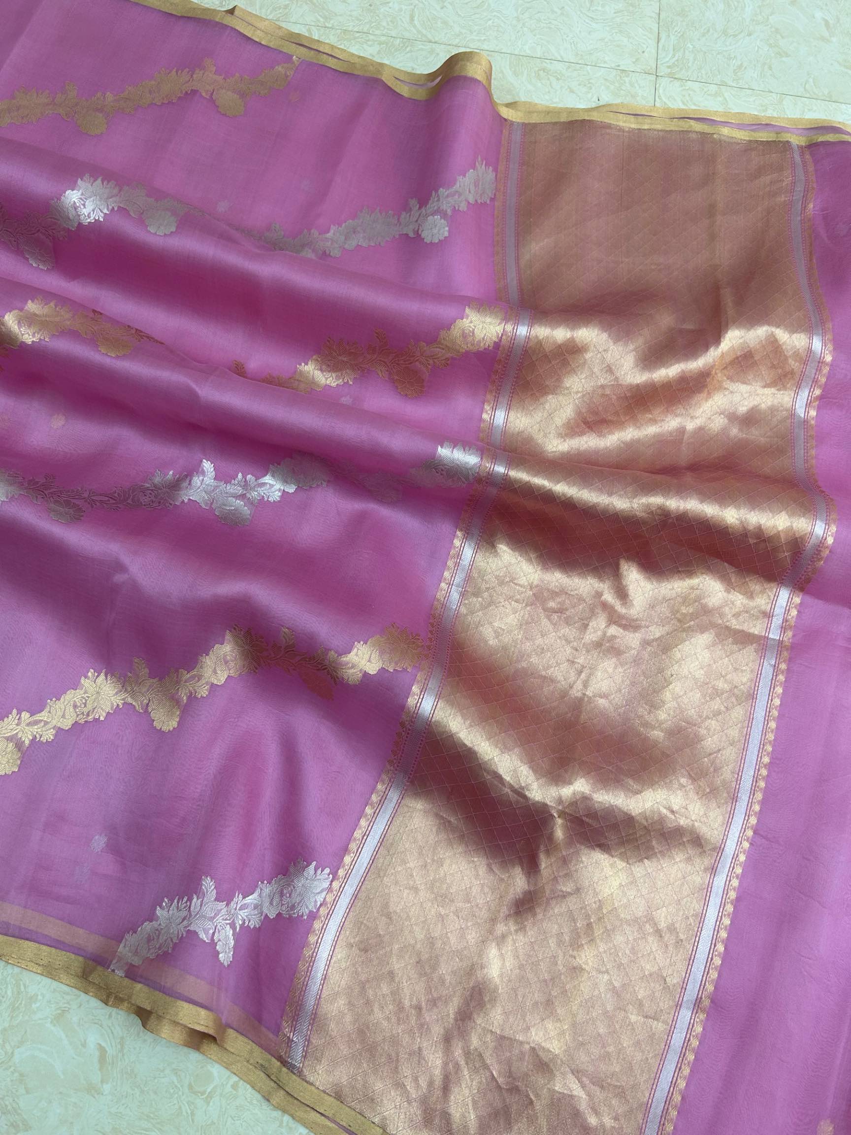 Pure Kora Silk Handloom Banarasi Saree