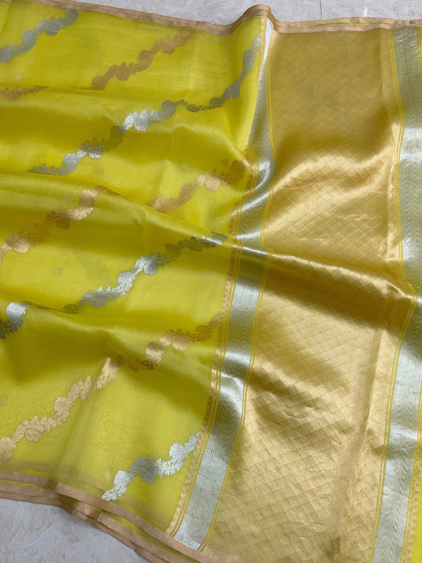 Pure Kora Silk Handloom Banarasi Saree