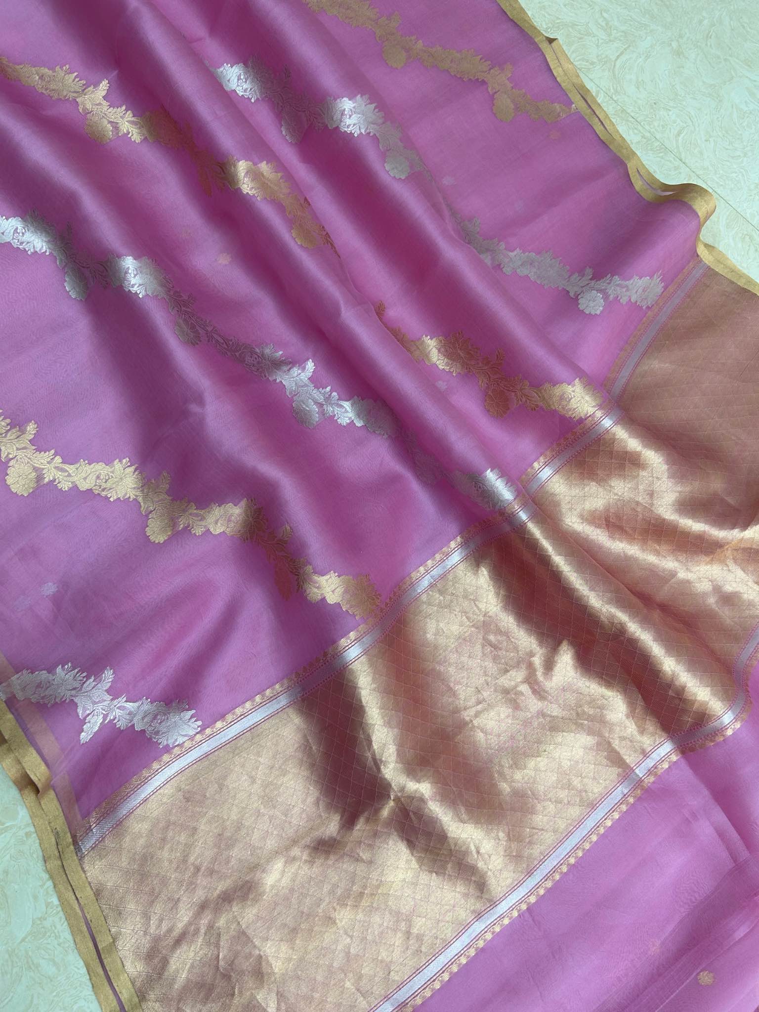 Pure Kora Silk Handloom Banarasi Saree