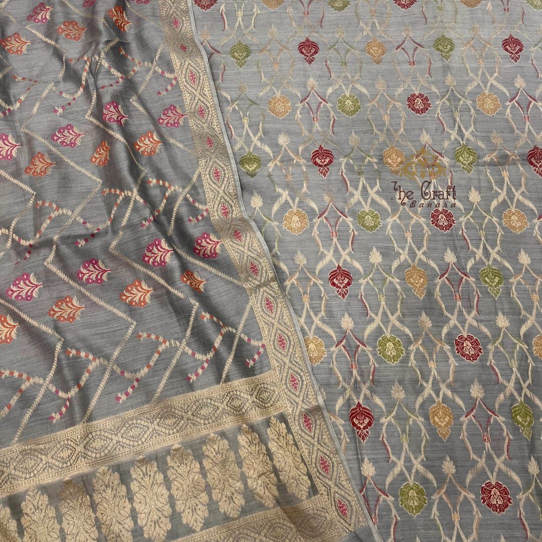 Pure Moonga Silk Handloom Banarasi Dress Material