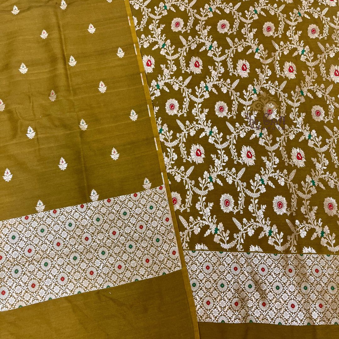 Pure Moonga Silk Handloom Banarasi Dress Material