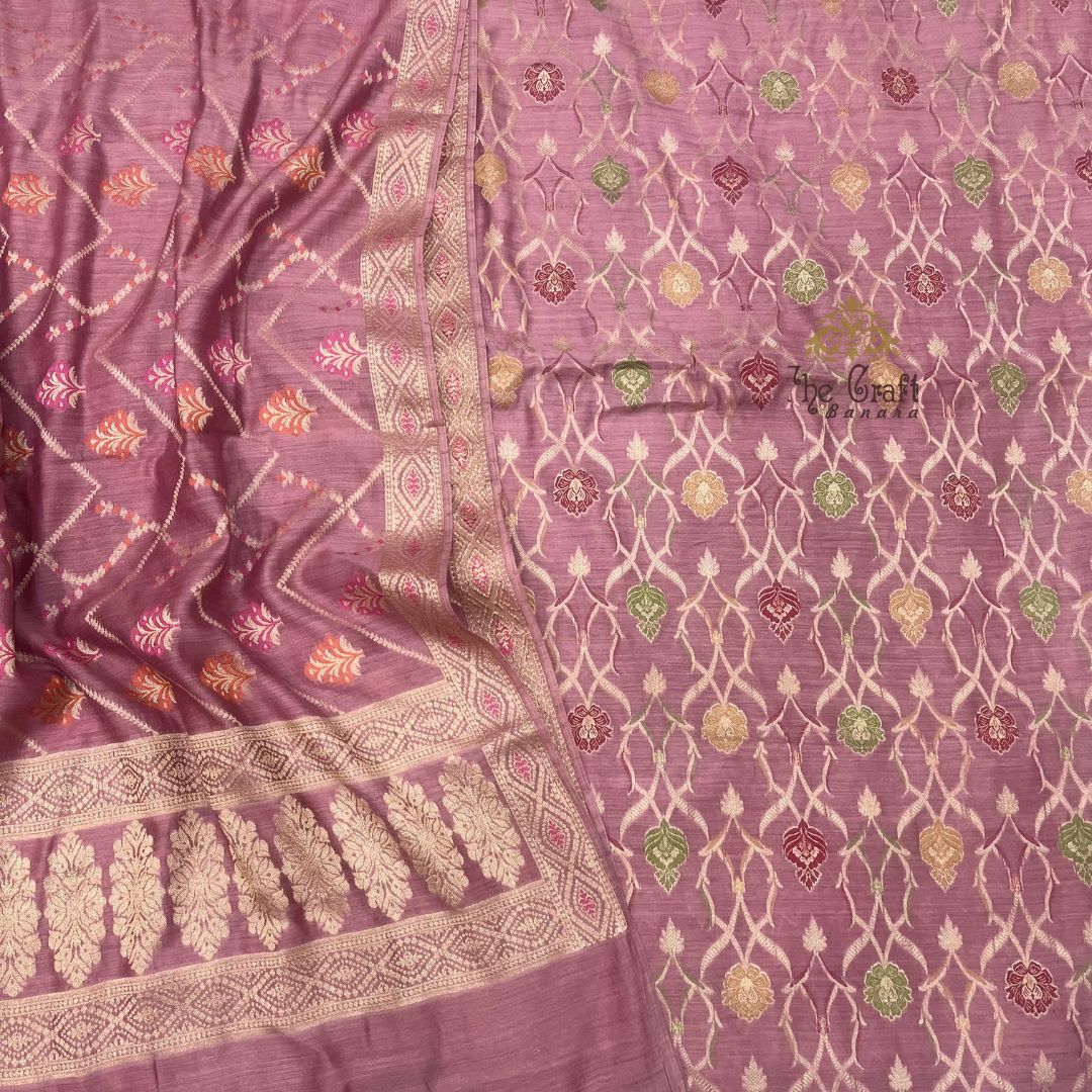 Pure Moonga Silk Handloom Banarasi Dress Material