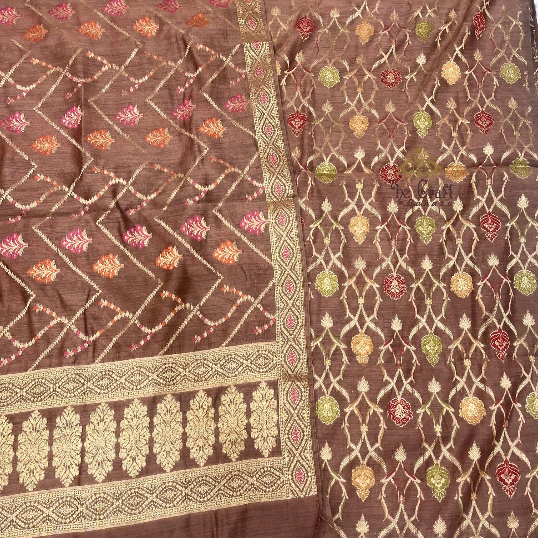 Pure Moonga Silk Handloom Banarasi Dress Material