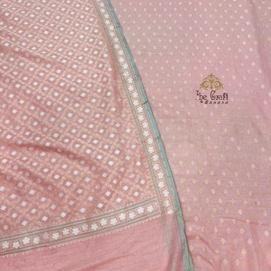 Pure Ektara Cotton Jamdani Banarasi Dress Material