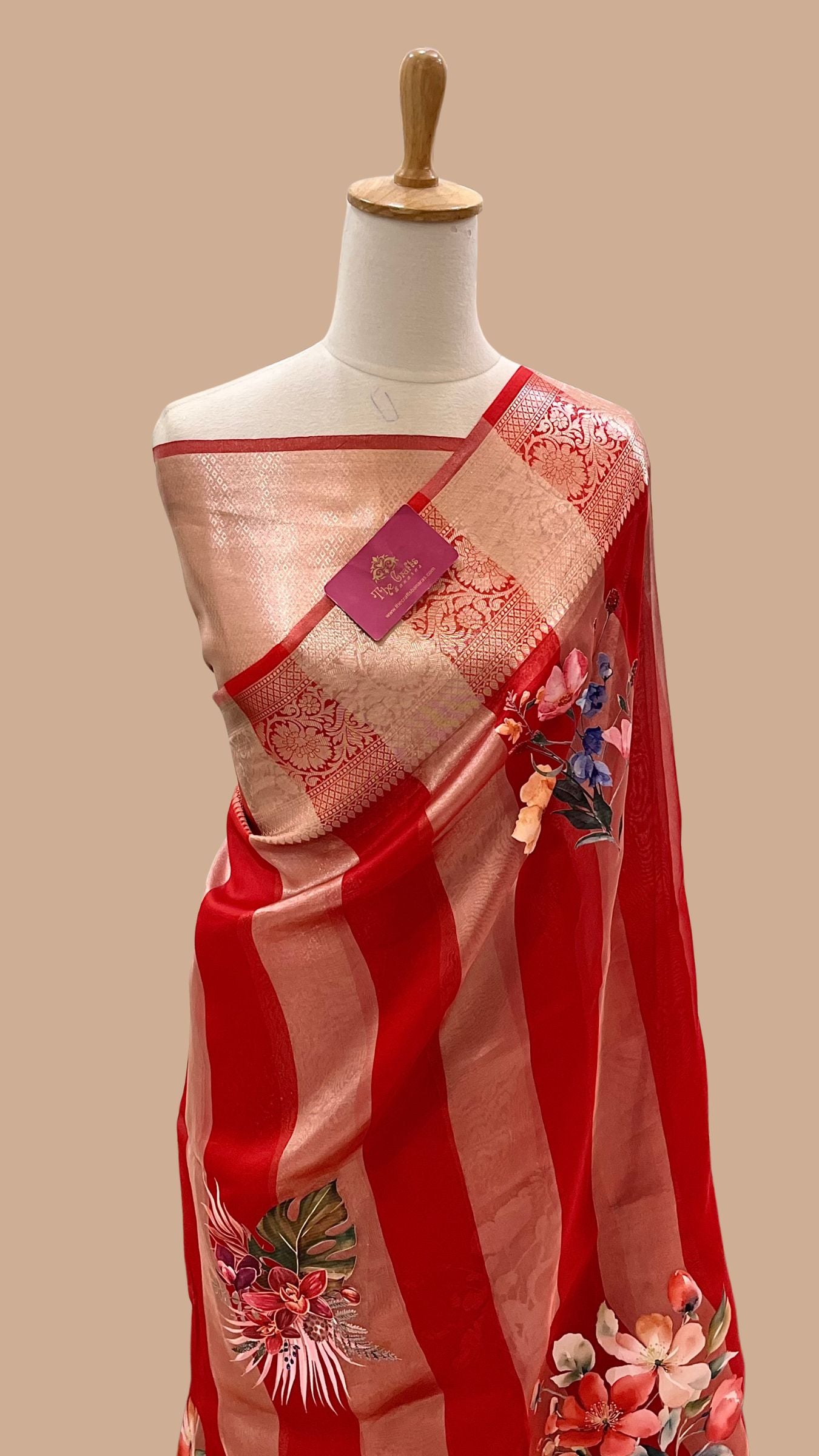 Pure Kora  Tissue Silk Banarasi Saree - with Digital Print