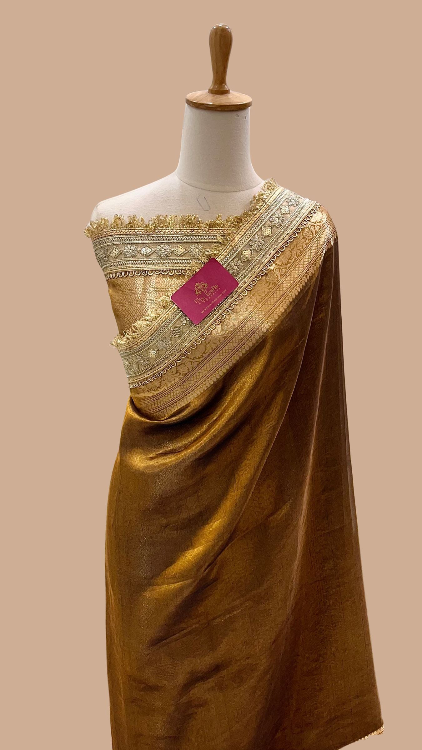 Pure Tissue Silk Handloom Banarasi Saree - with Lace Border