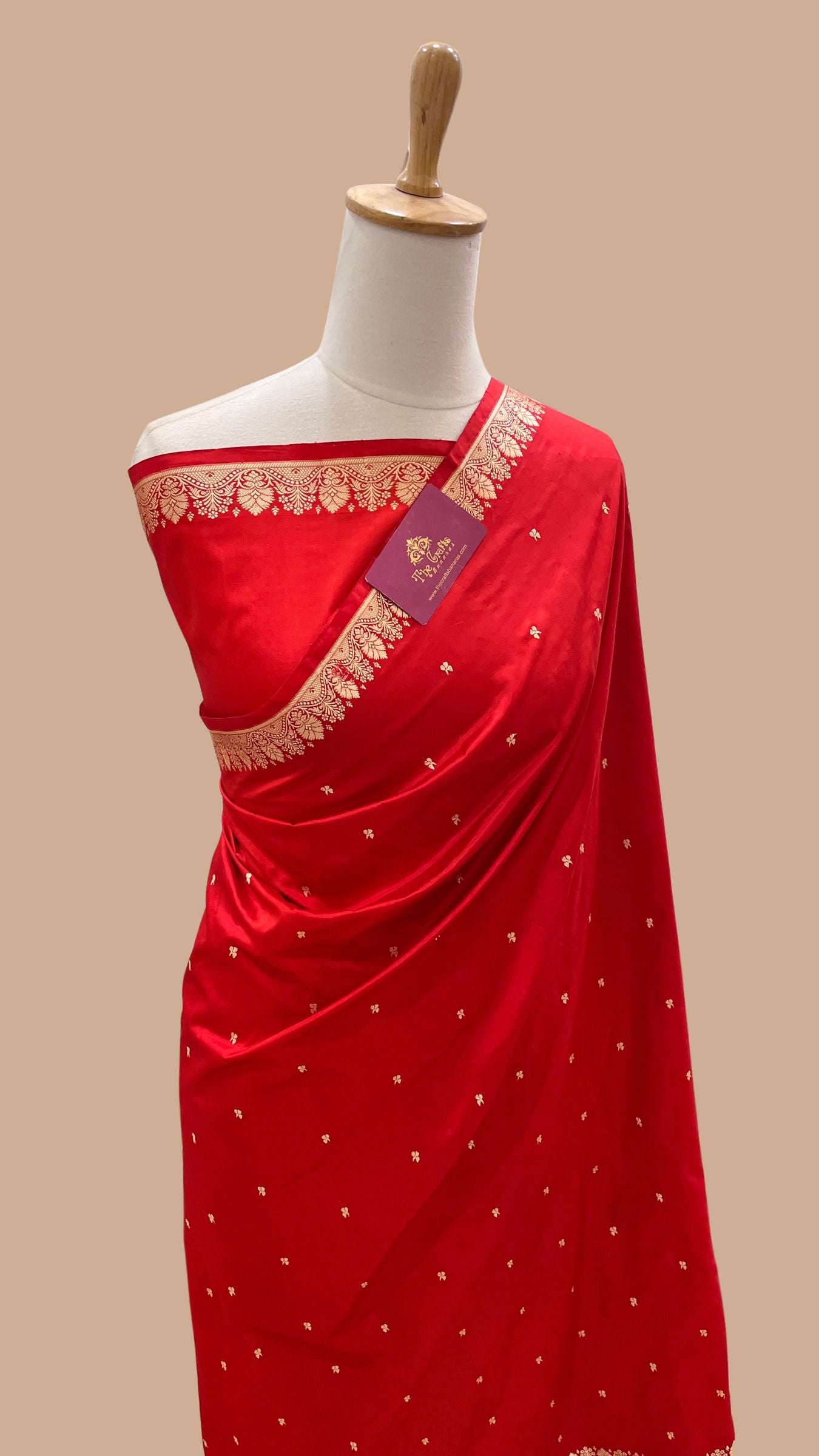 Pure Katan Silk Handloom Banarasi Saree - Resham Chunri Buti
