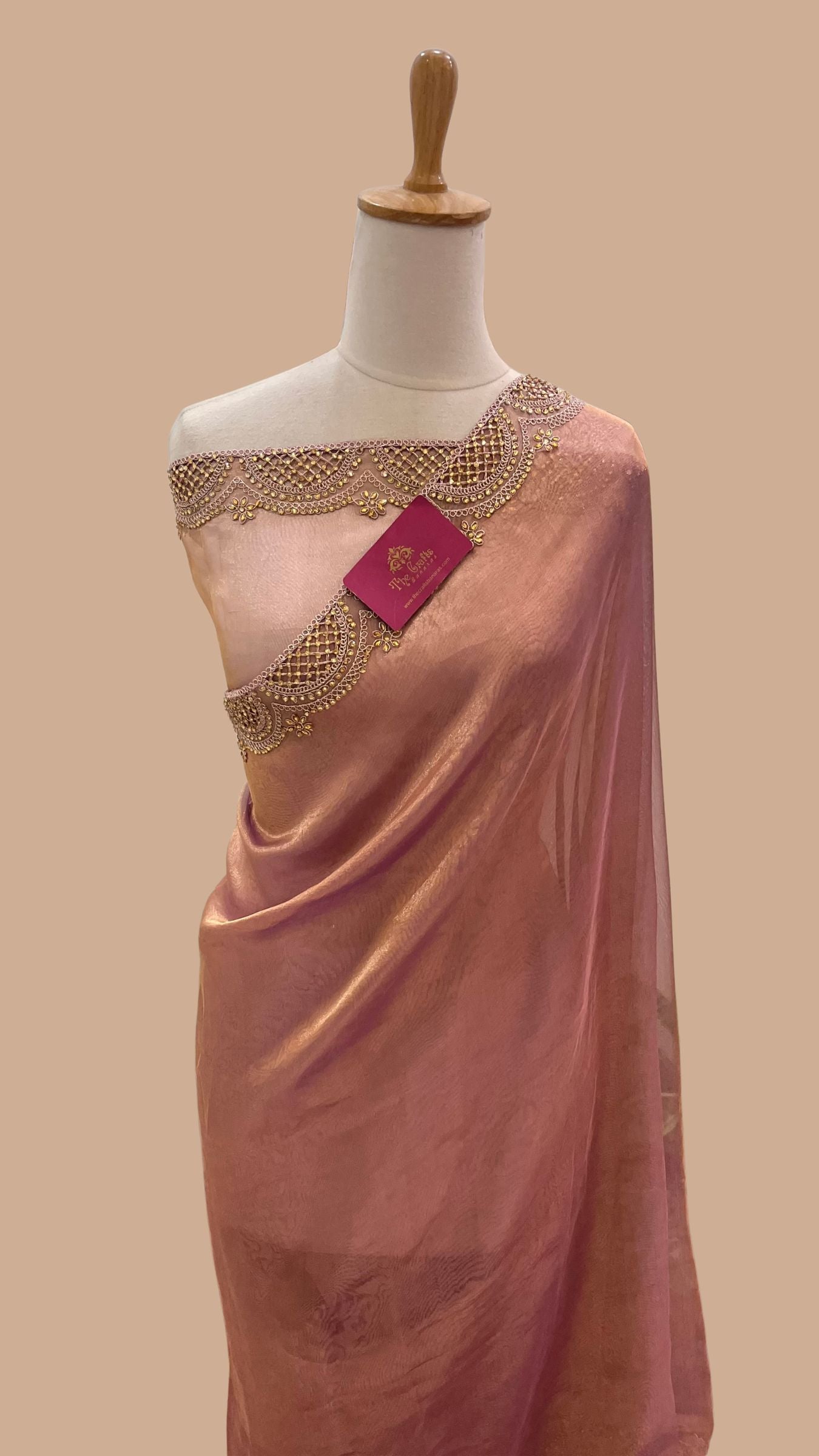 Pure Kora Tissue Silk Handloom Banarasi Saree - with Lace Border