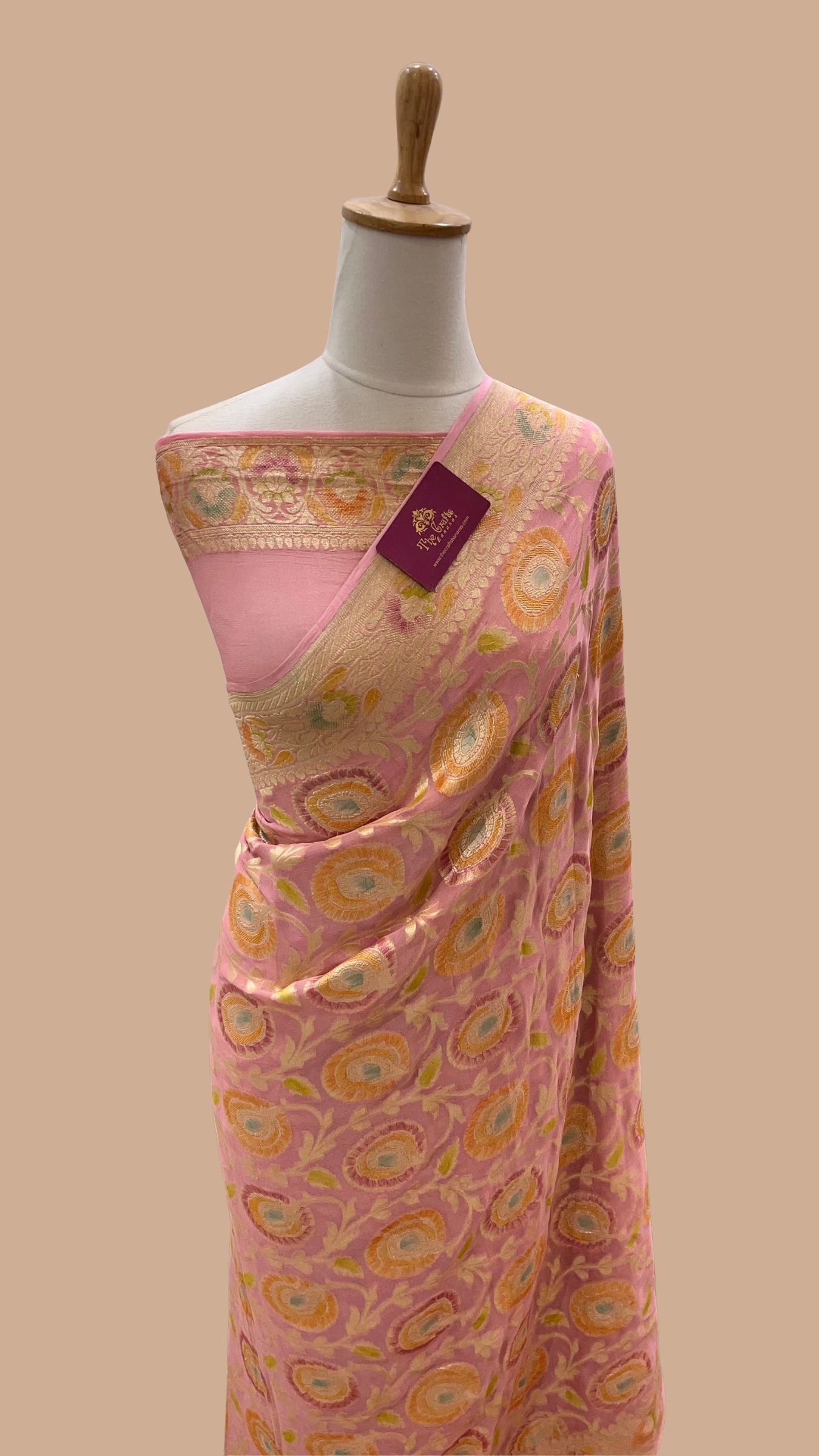 Khaddi Georgette Handloom Banarasi Saree