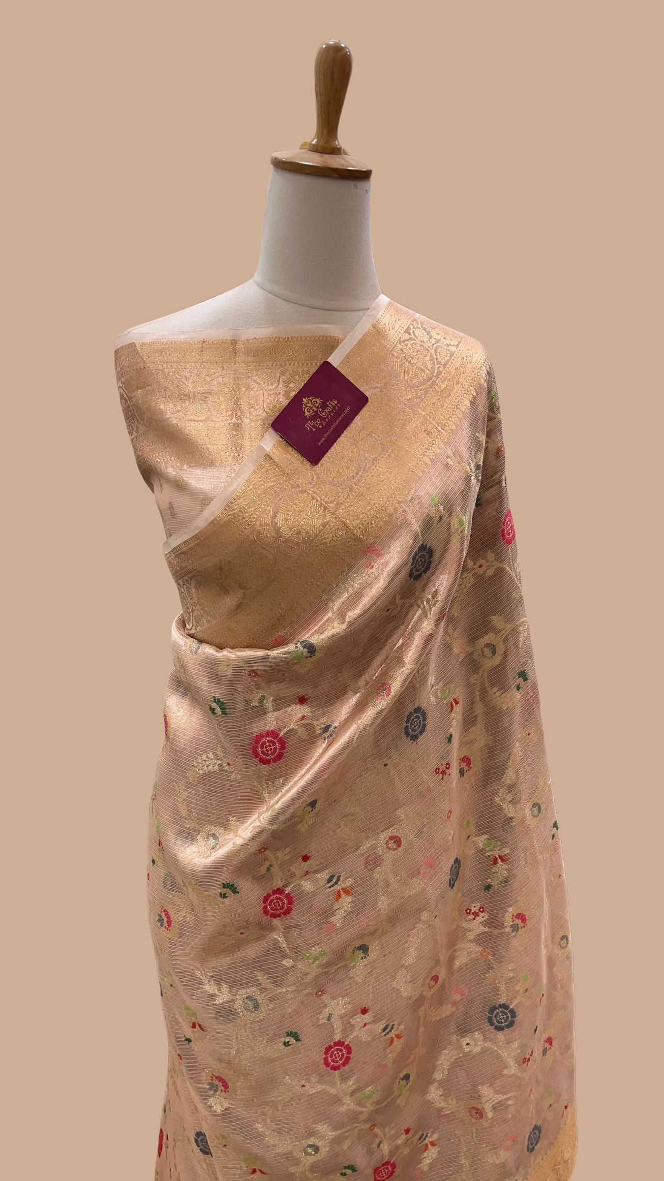 Pure Zari Kota Tissue Silk Handloom  Banarasi Saree - Meenakari