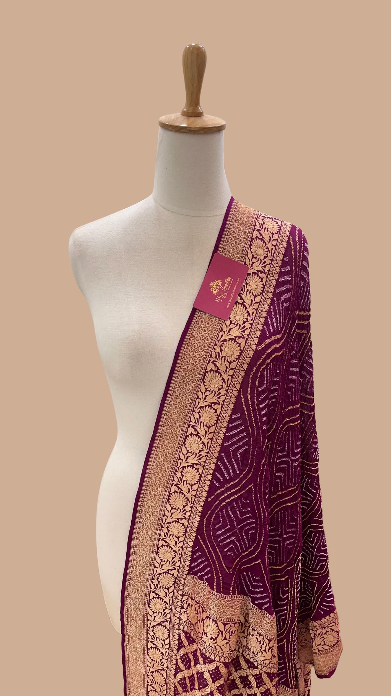 Khaddi Georgette Banarasi Handloom Bandhej Dupatta