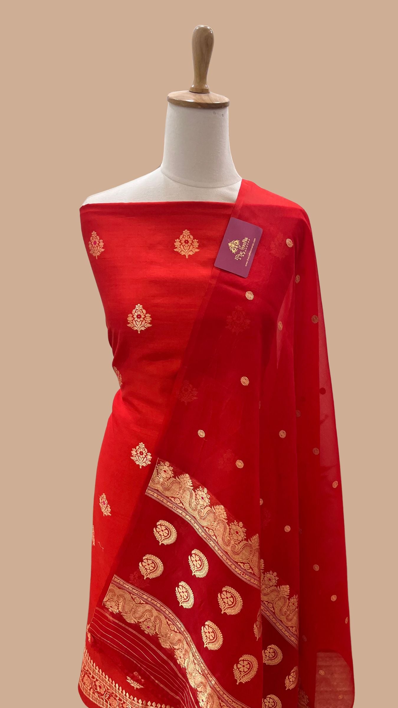 Pure Chiniya Silk Handloom Banarasi Dress Material - Meenakari