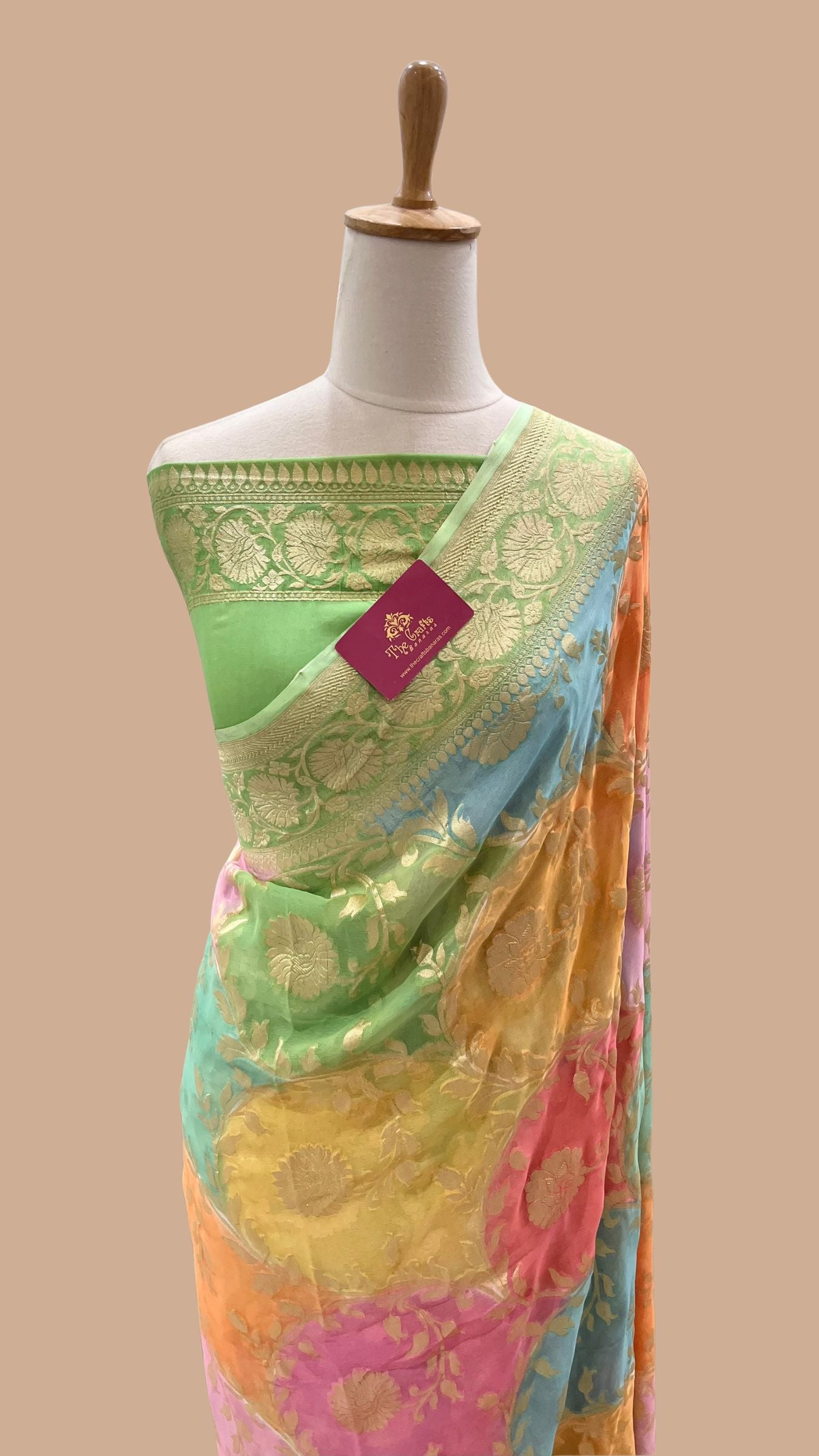 Khaddi Georgette Handloom Banarasi Saree