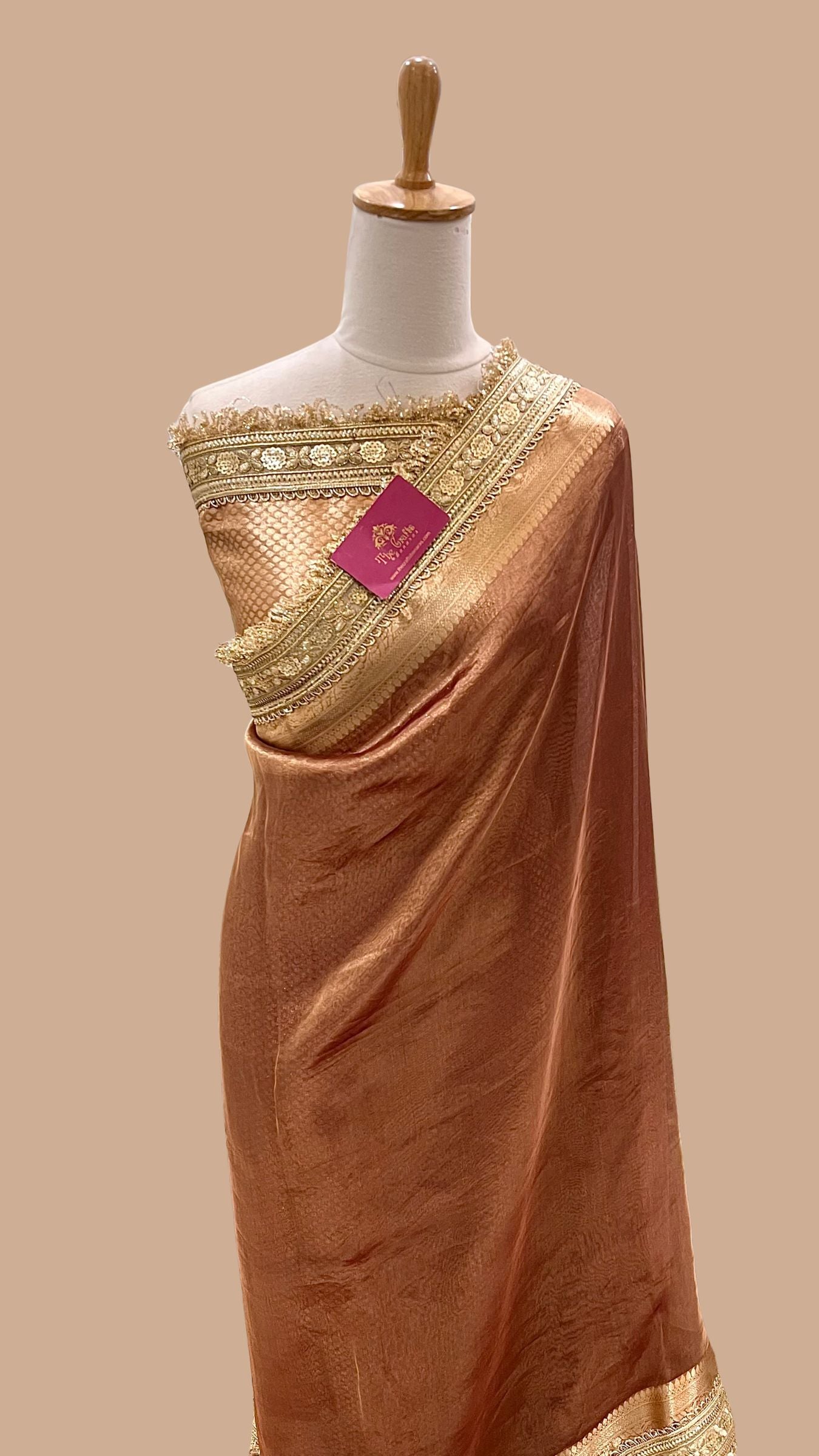 Pure Tissue Silk Handloom Banarasi Saree - with Lace Border