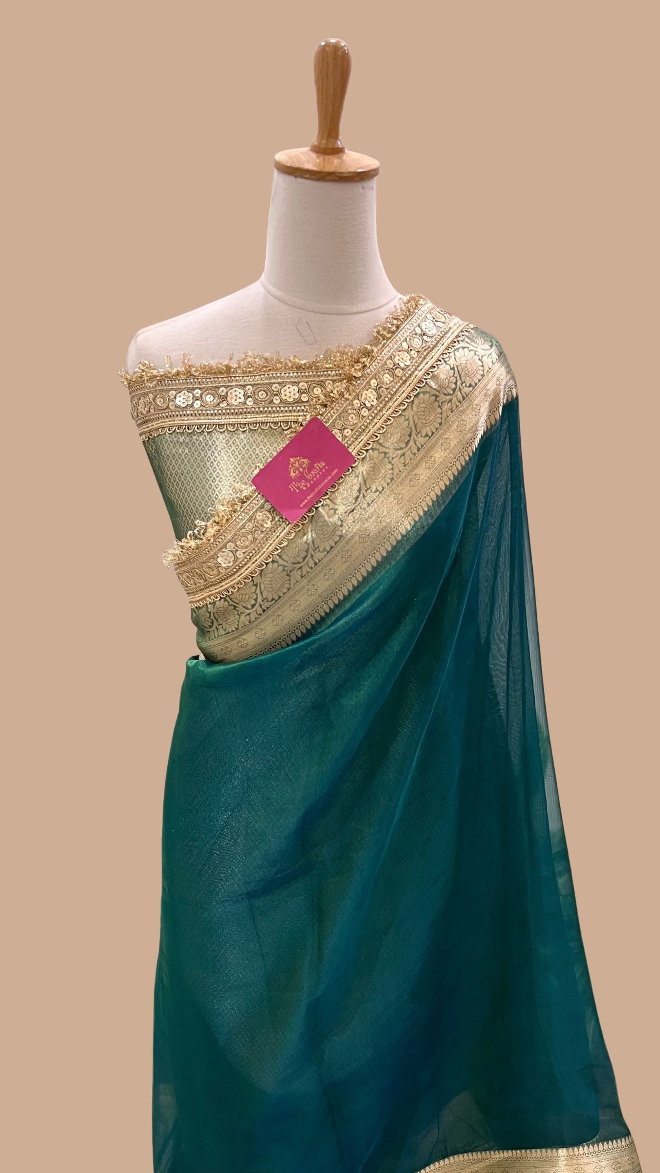 Pure Tissue Silk Handloom Banarasi Saree - with Lace Border