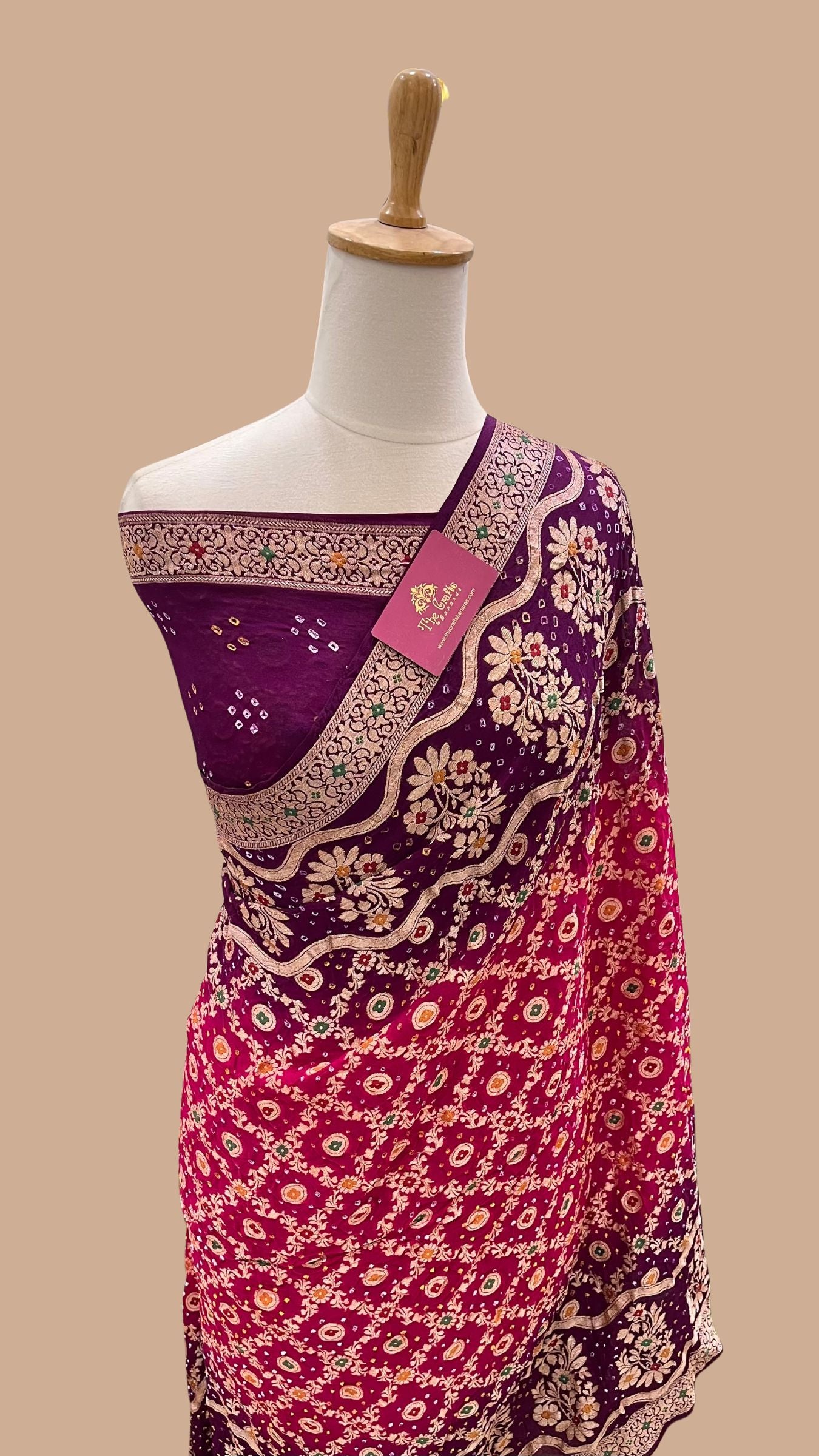 Pure Chiffon Banarasi Handloom Bandhej Saree