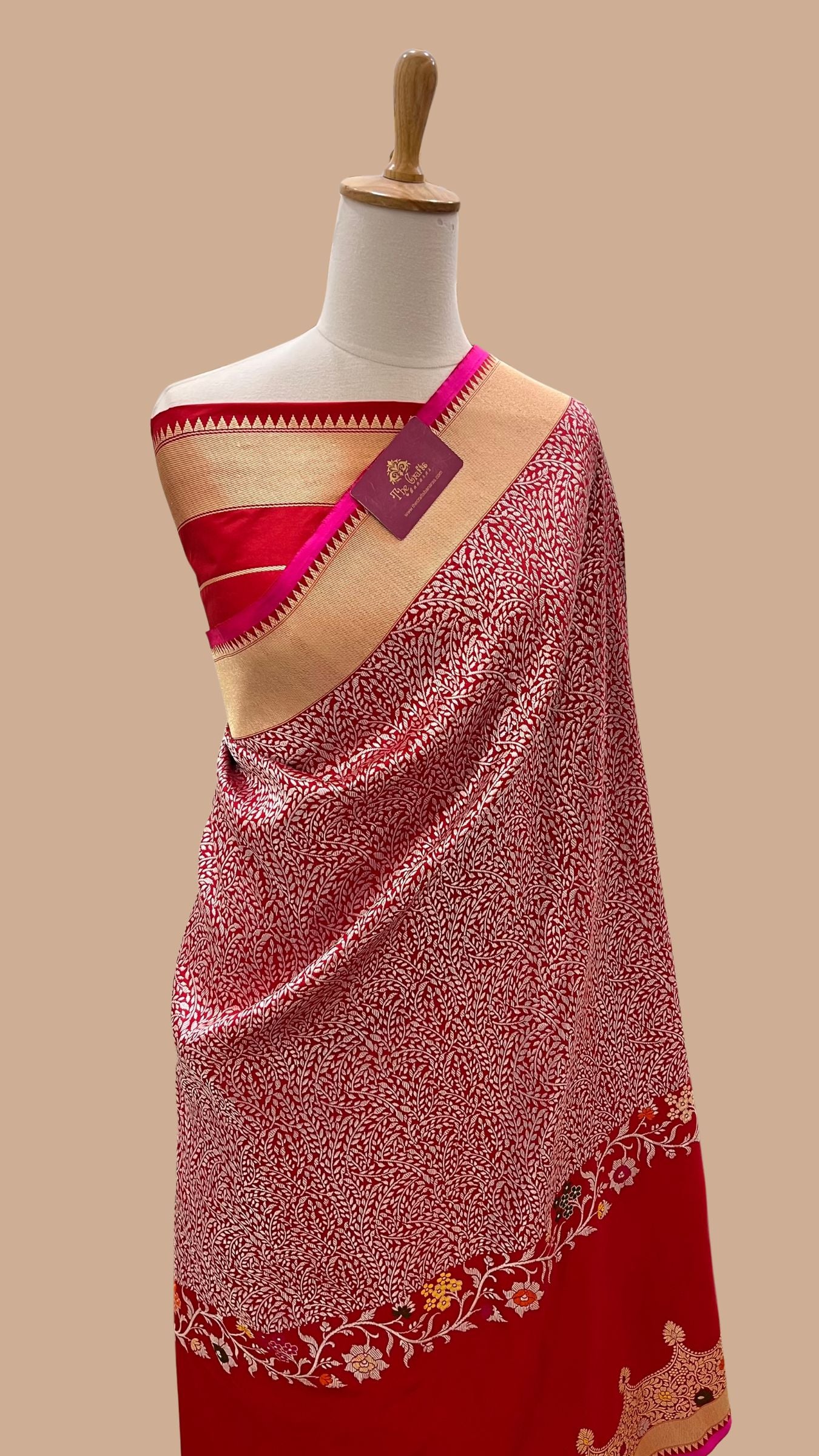 Pure Katan Silk Handloom Banarasi Saree - Kadhua Tanchui Brocade Meena