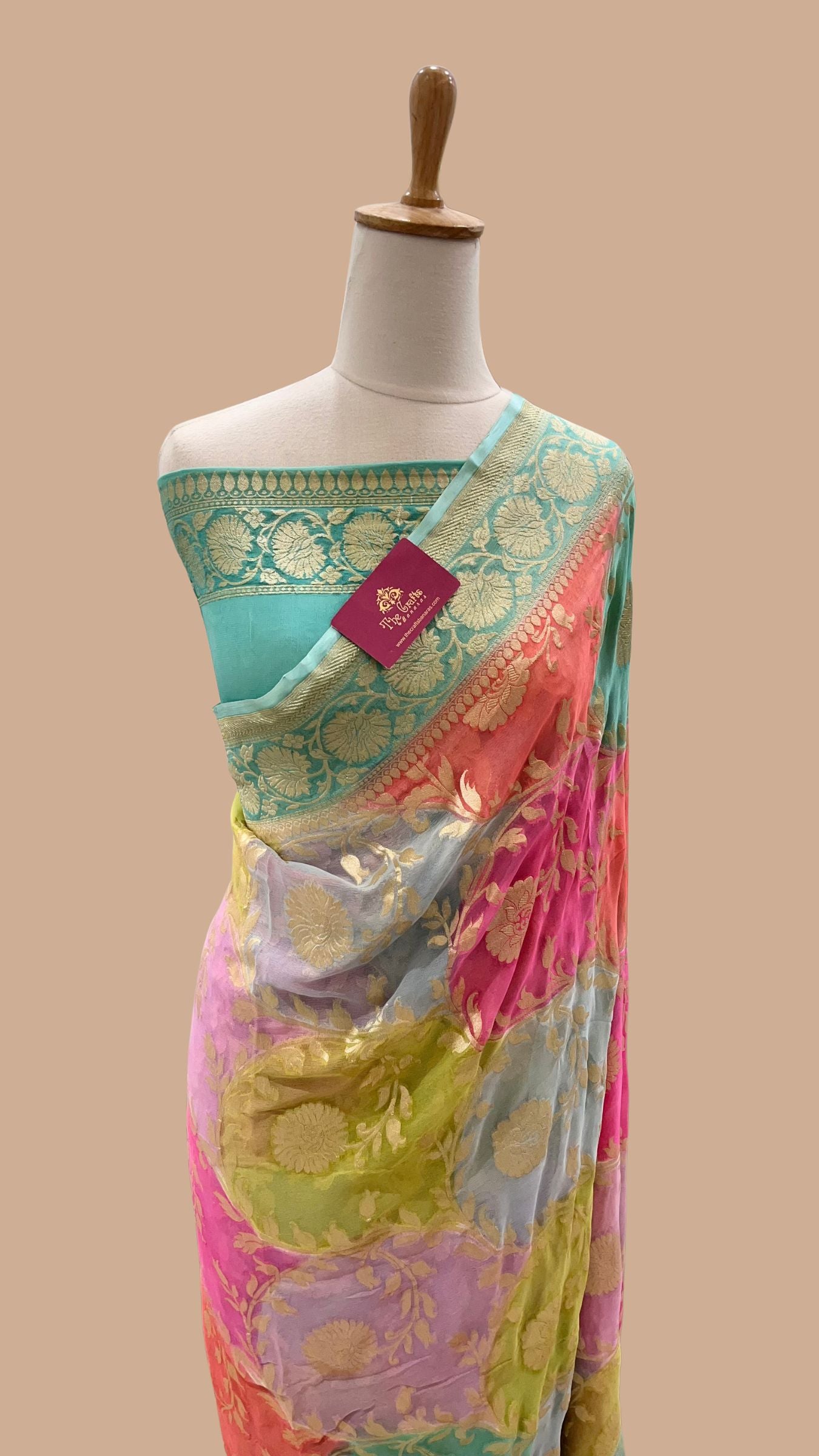 Khaddi Georgette Handloom Banarasi Saree