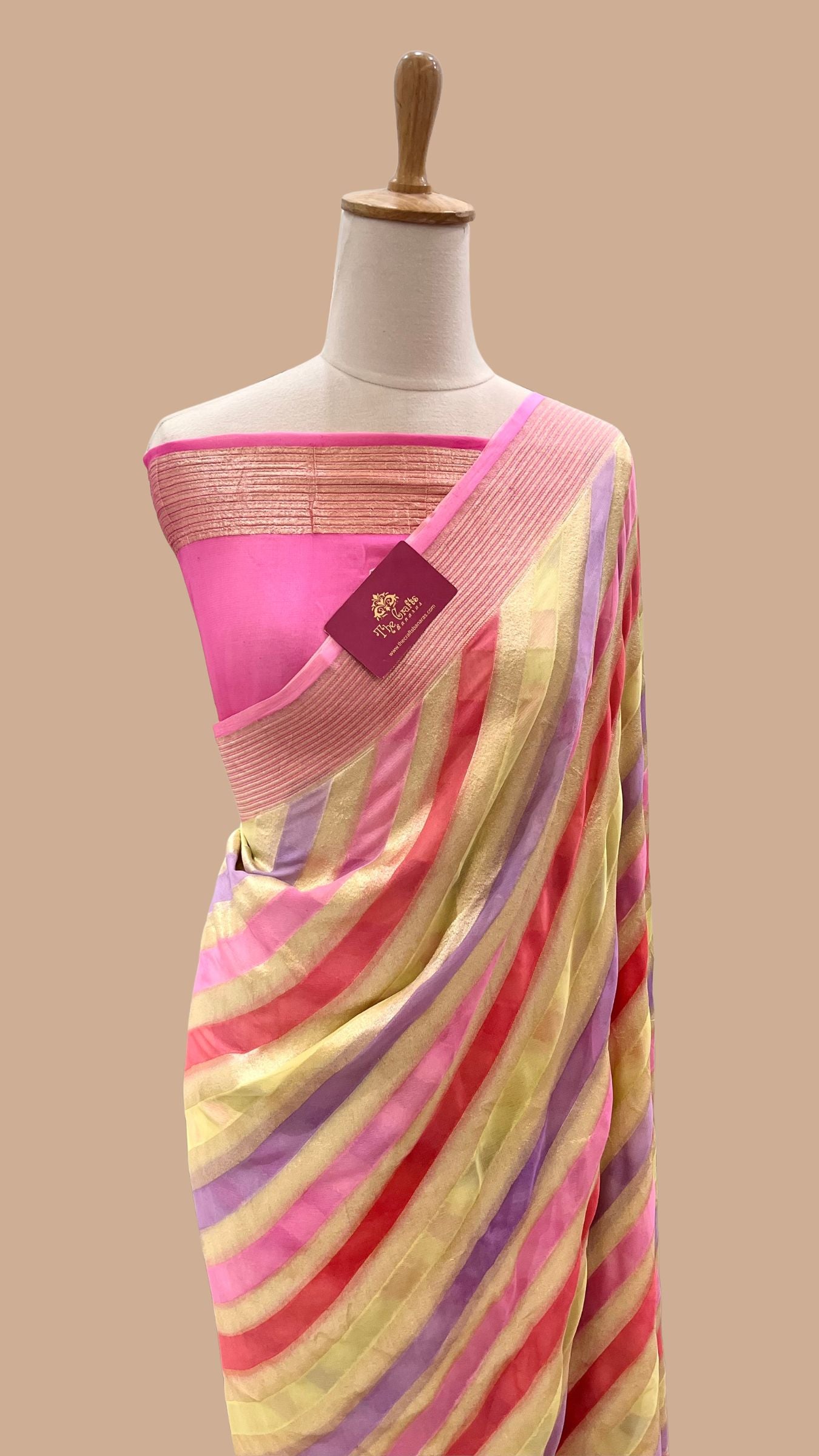 Khaddi Georgette Handloom Banarasi Saree