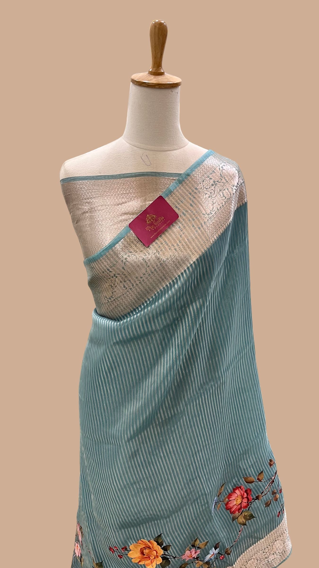 Pure Kora  Tissue Silk Banarasi Saree - with Digital Print