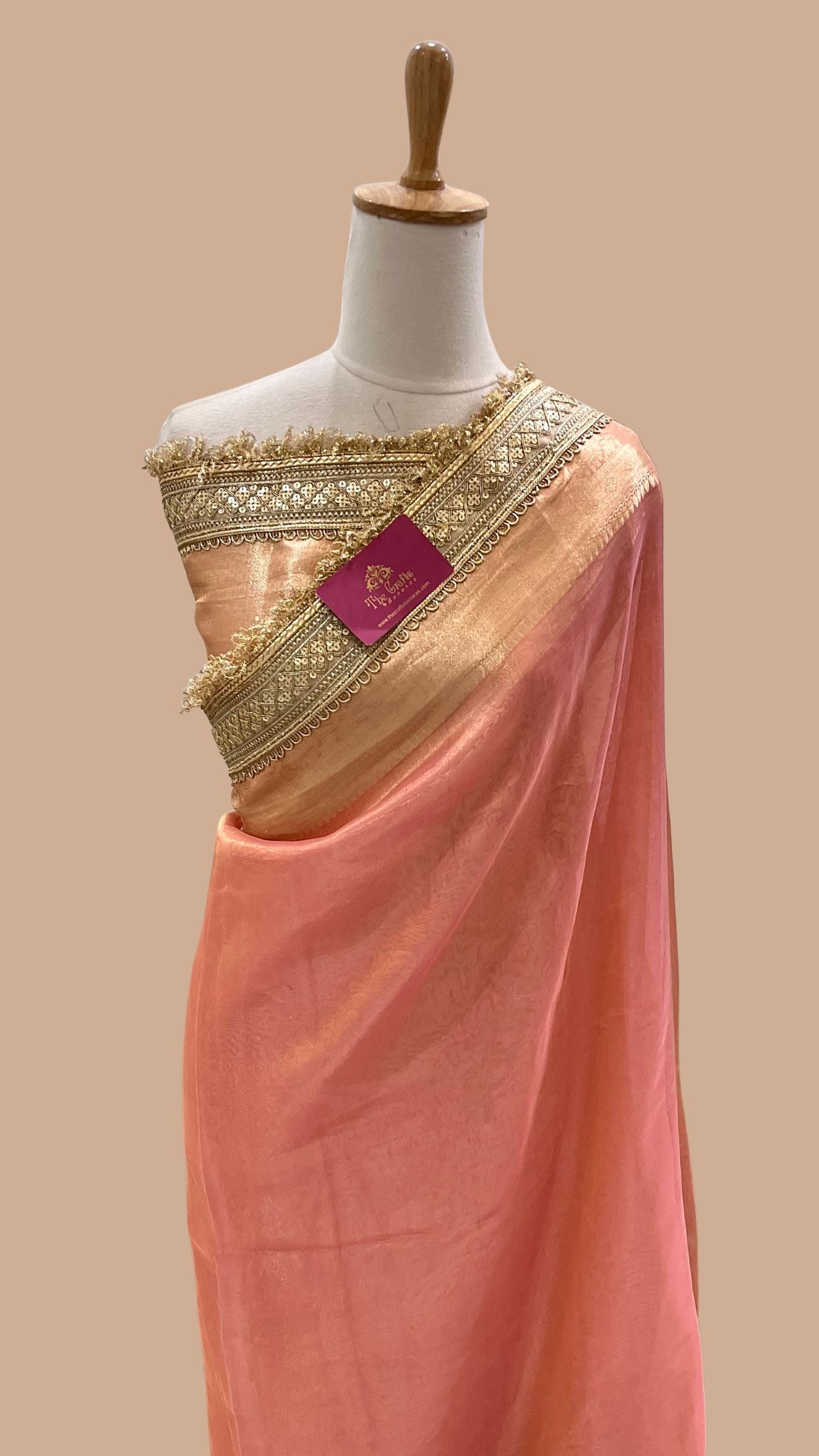 Pure Tissue Silk Handloom Banarasi Saree - with Lace Border