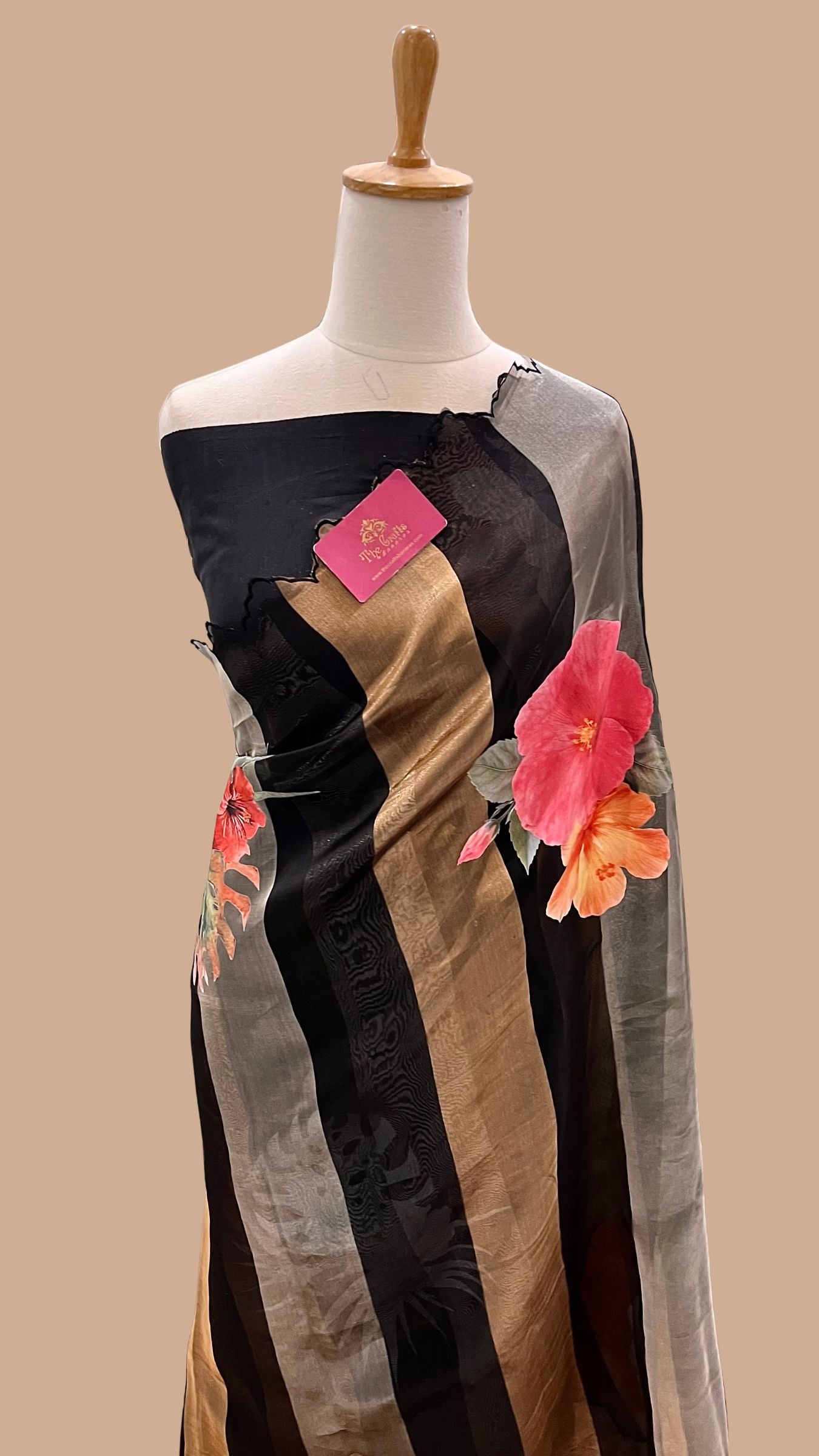 Pure Kora  Tissue Silk Banarasi Saree - with Digital Print