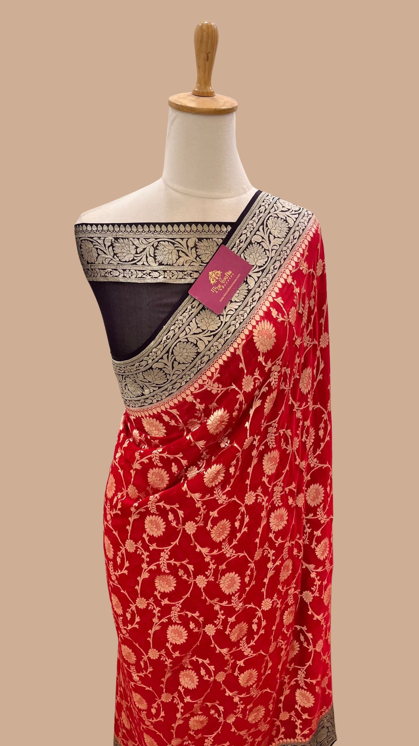 Khaddi Georgette Banarasi Saree - Gold Zari