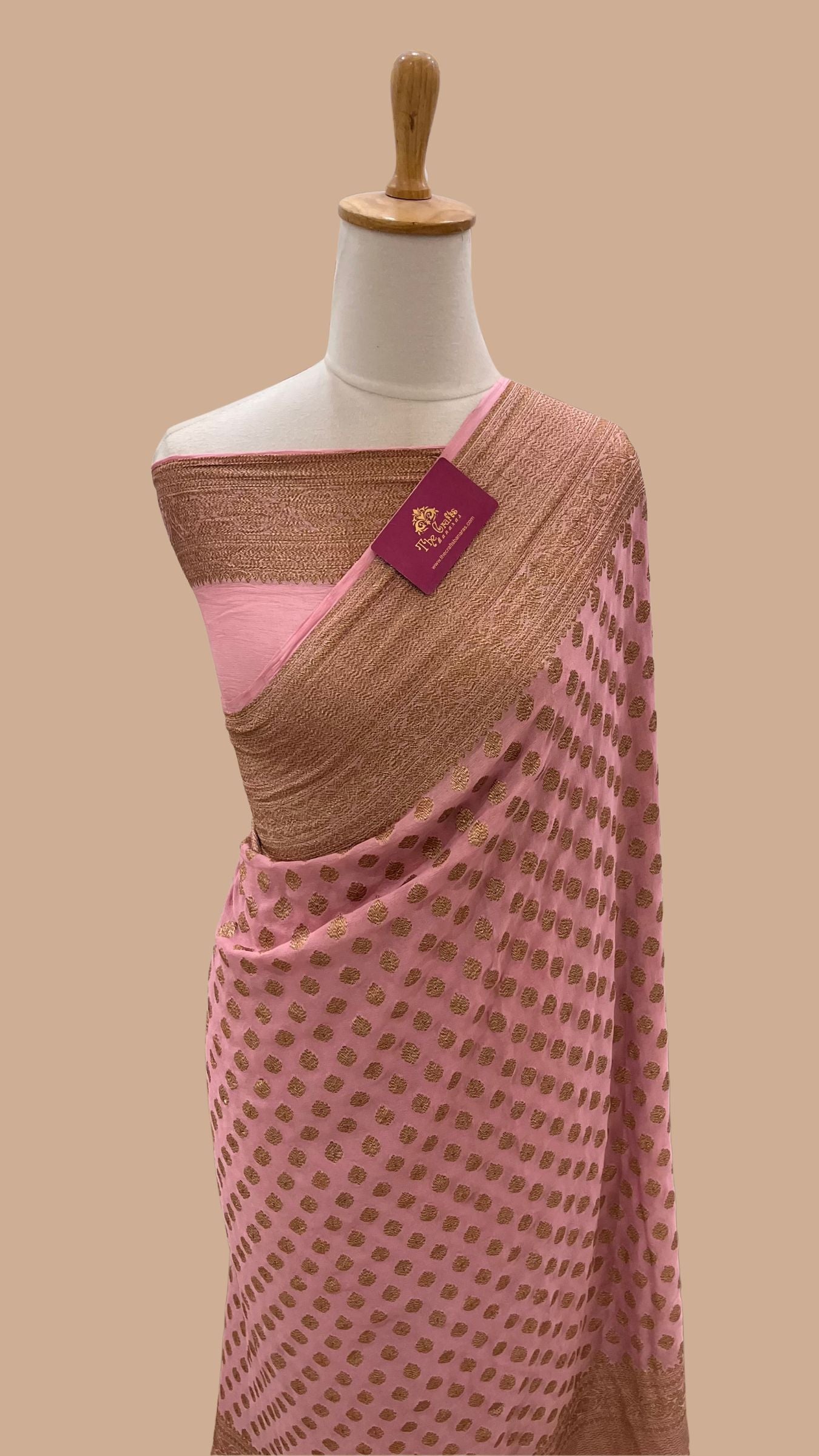 Khaddi Georgette Banarasi Saree - Antique Zari