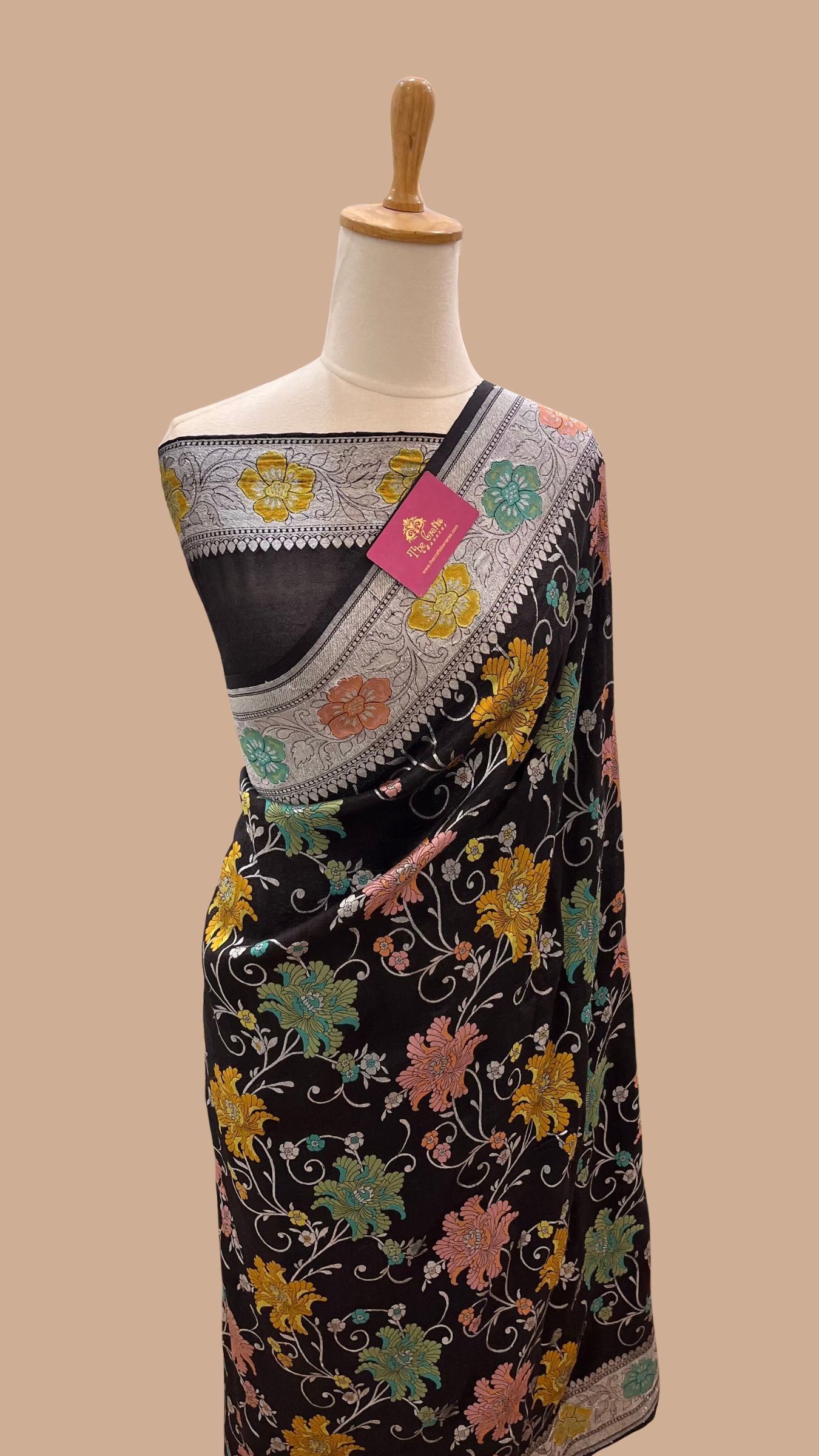 Tussar Georgette Handloom Banarasi Saree - Meenakari