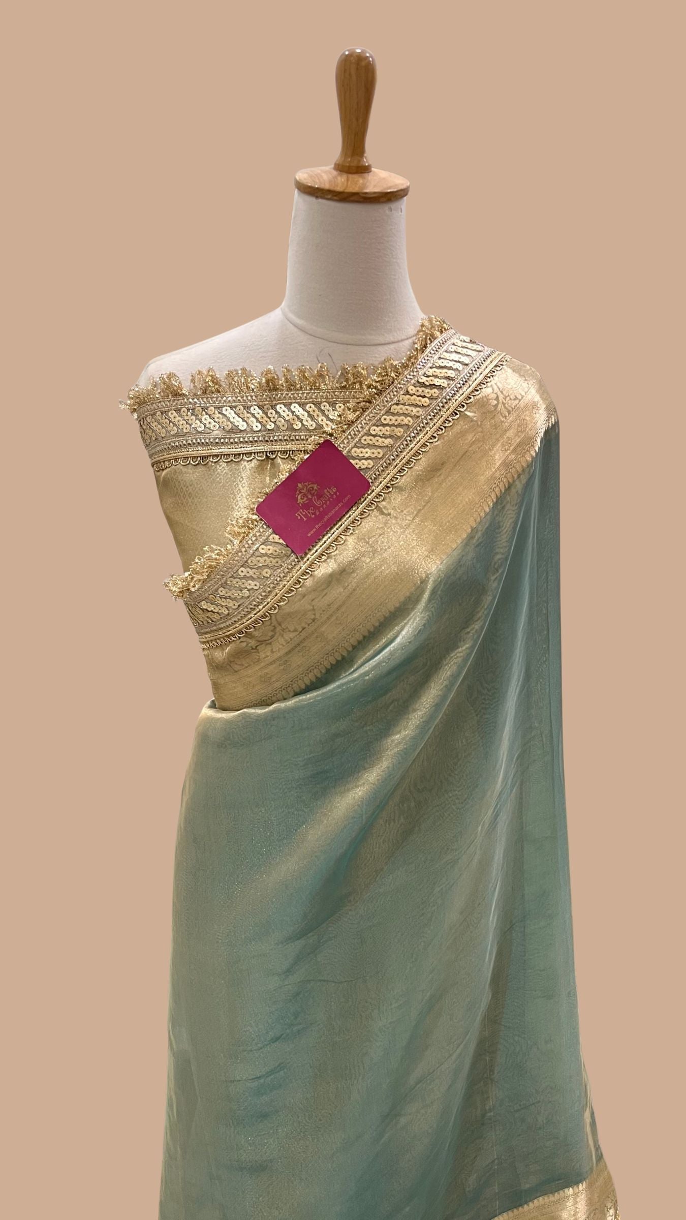 Pure Tissue Silk Handloom Banarasi Saree - with Lace Border