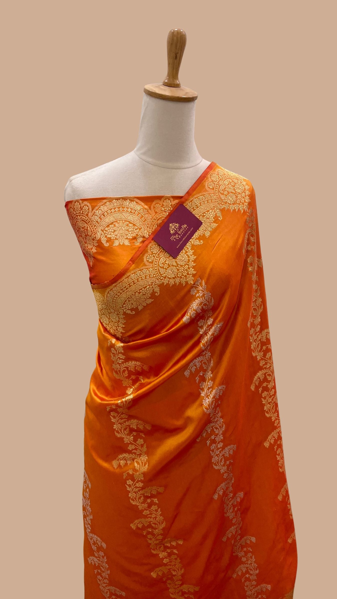 Pure Katan Silk Handloom Banarasi Saree - Sona roopa with kadhua work