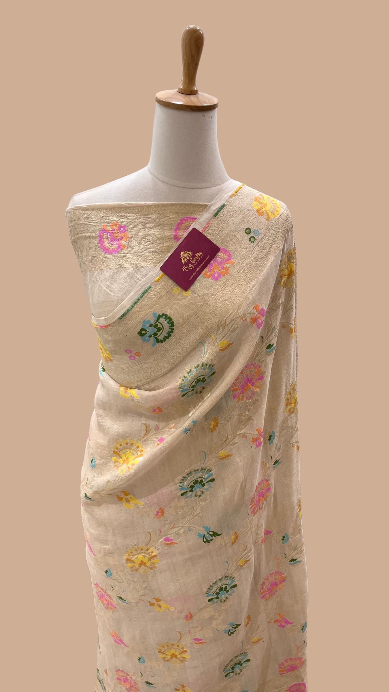 Tussar Georgette Handloom Banarasi Saree - Meenakari