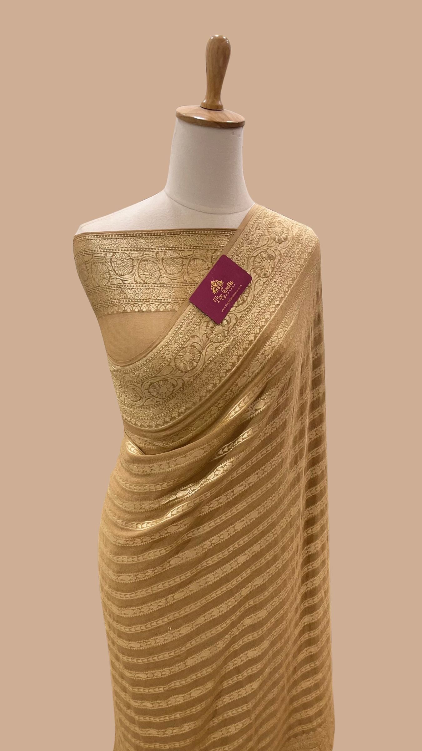 Khaddi Georgette Handloom Banarasi Saree - Water Zari