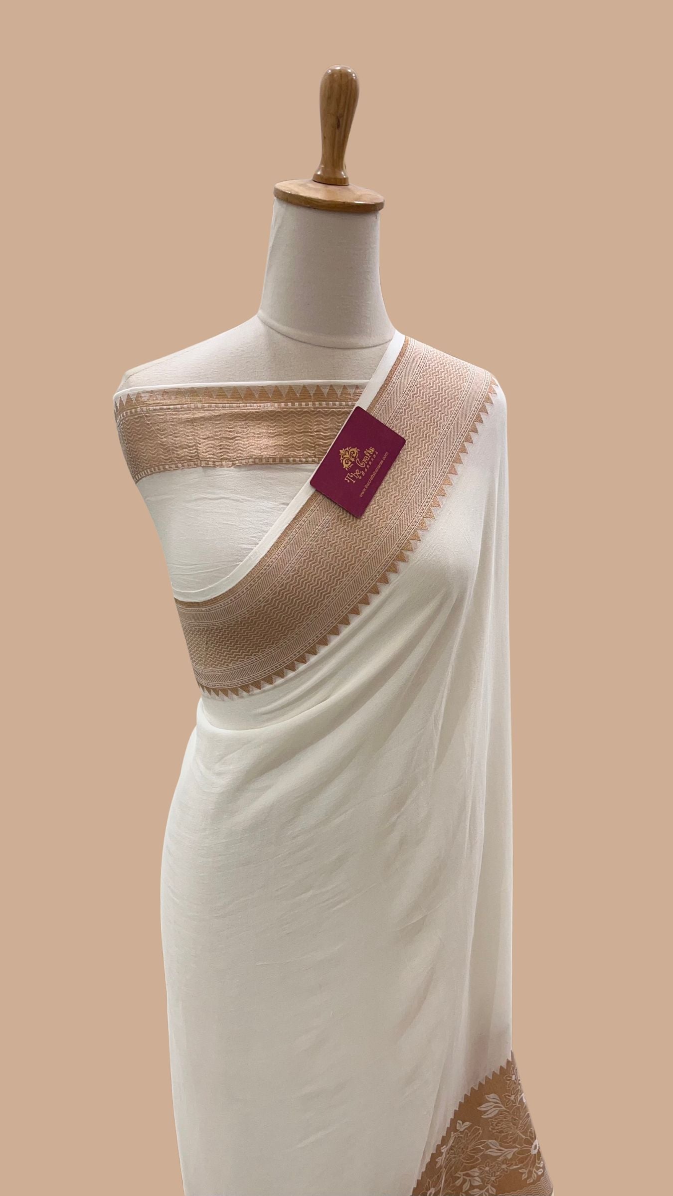 Khaddi Georgette Banarasi Saree - Antique Zari