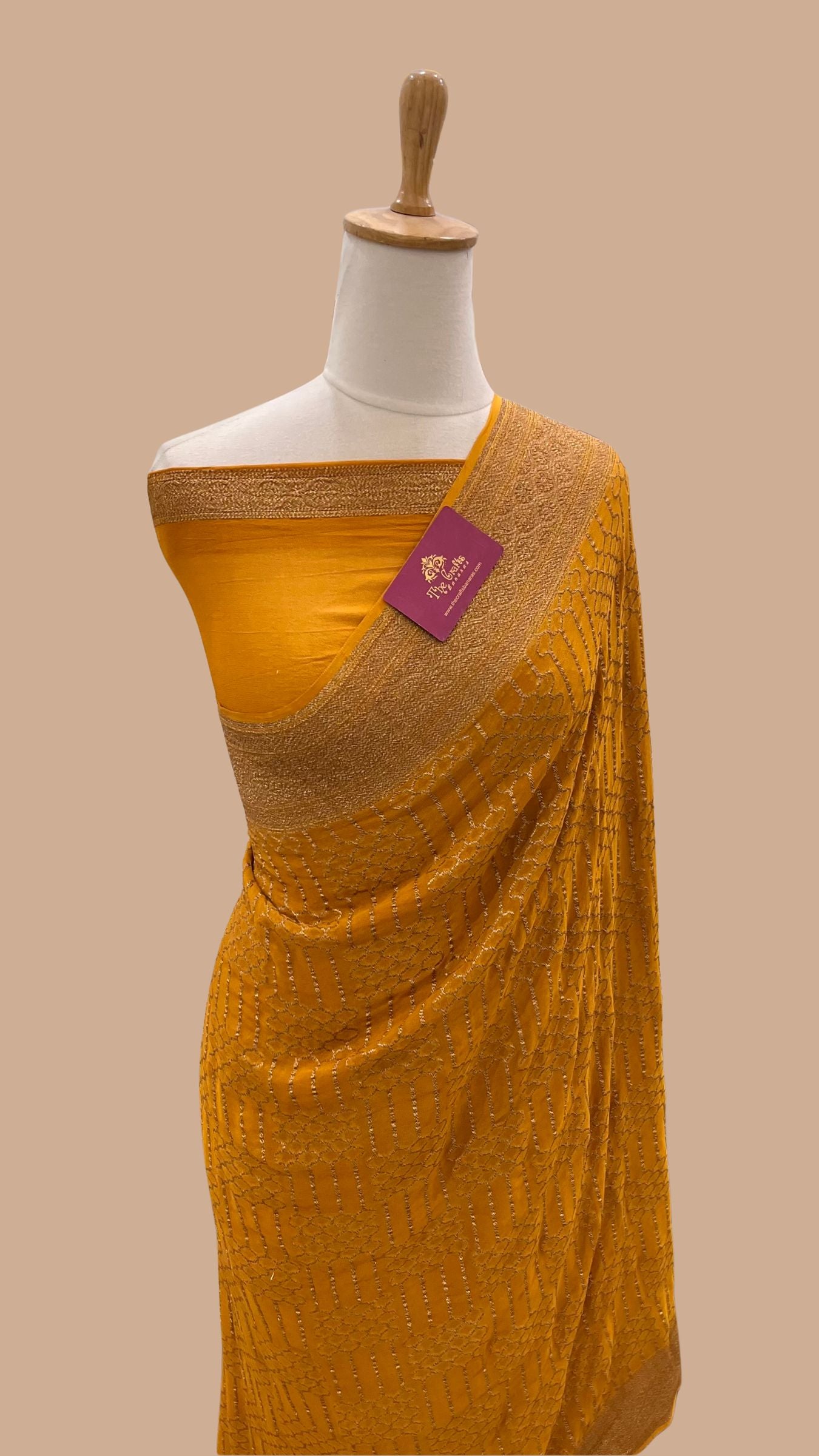 Khaddi Georgette Banarasi Saree - Antique Zari