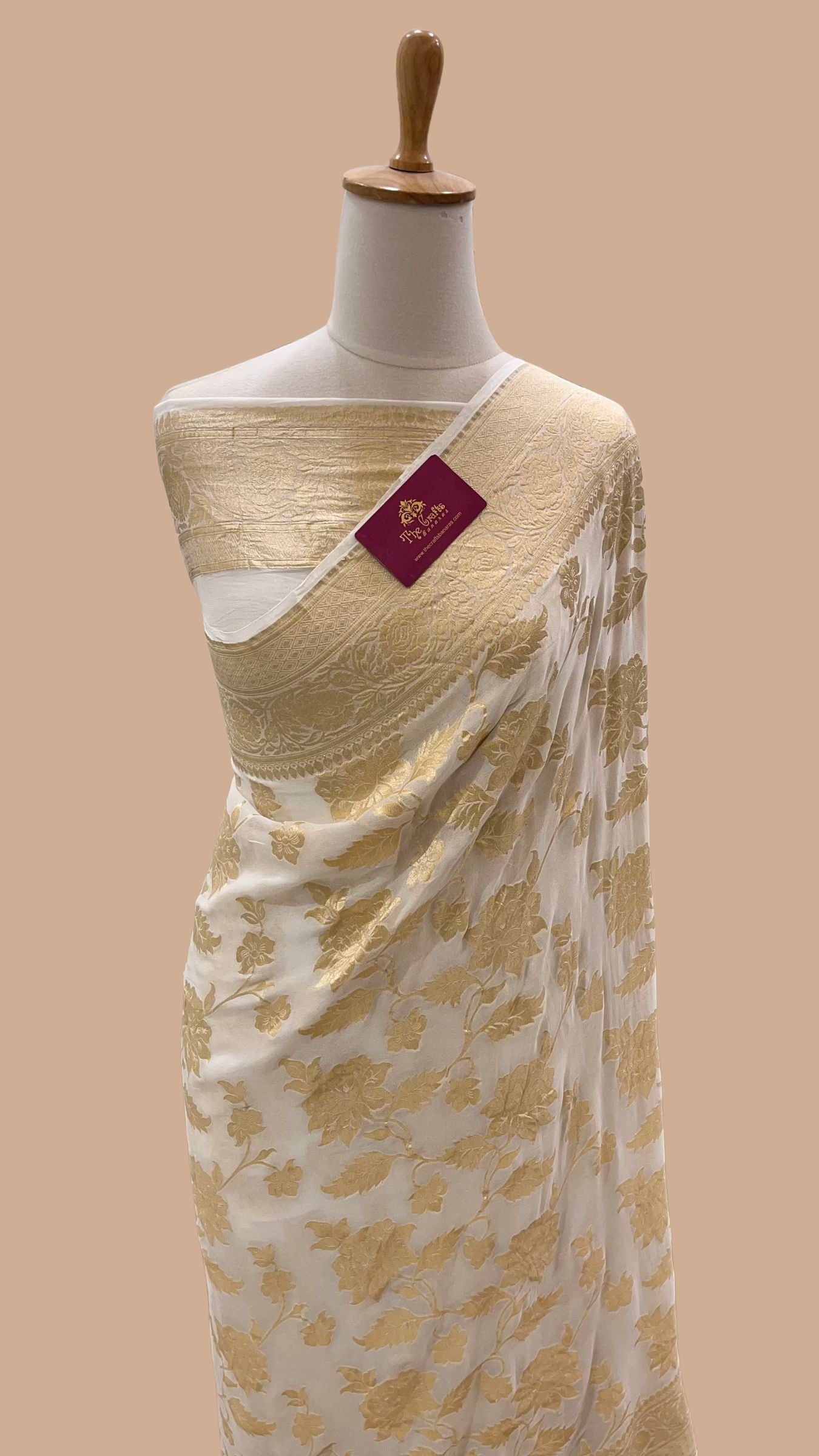 Khaddi Georgette Handloom Banarasi Saree - Jaal Work