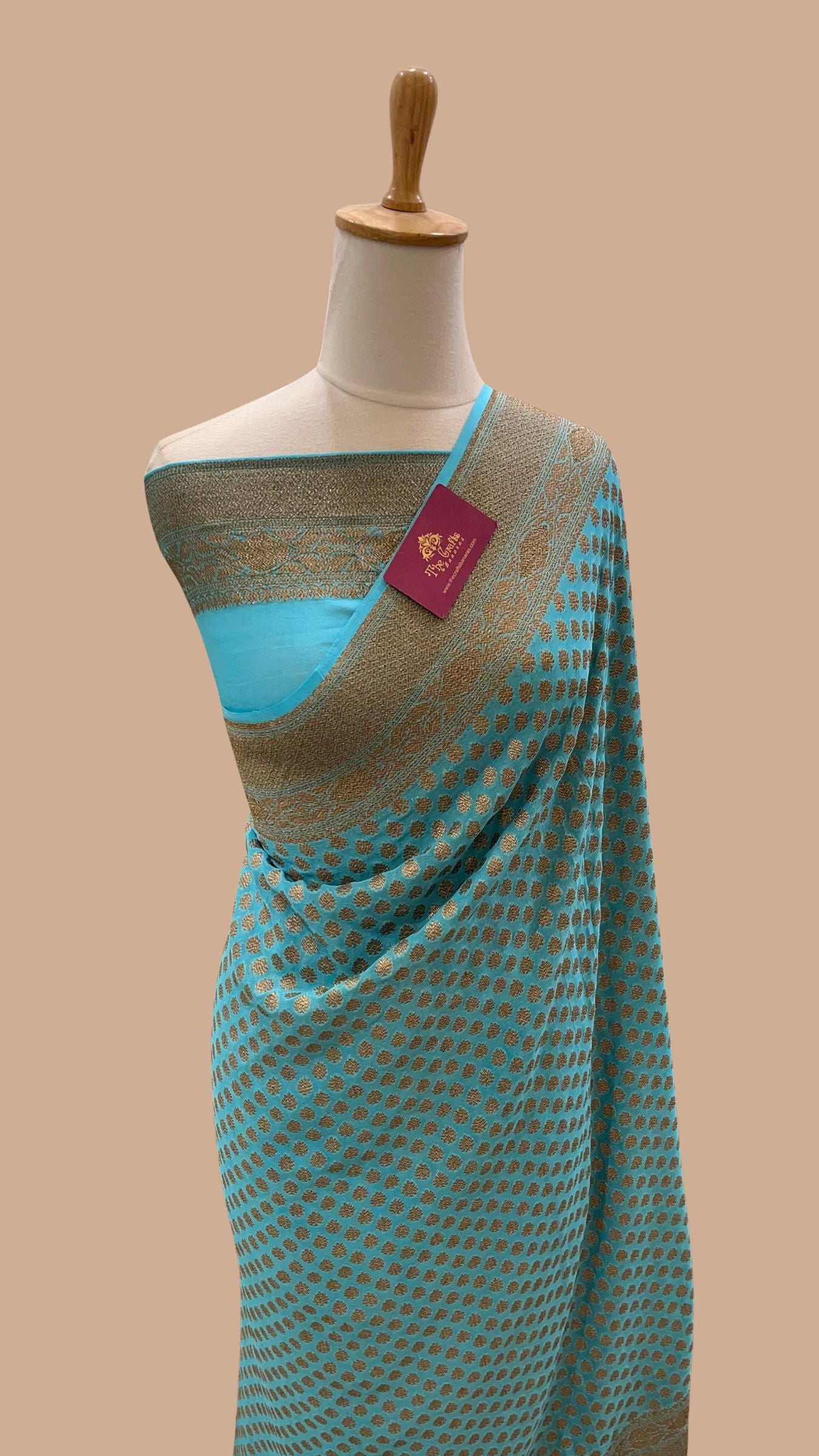 Khaddi Georgette Banarasi Saree - Antique Zari