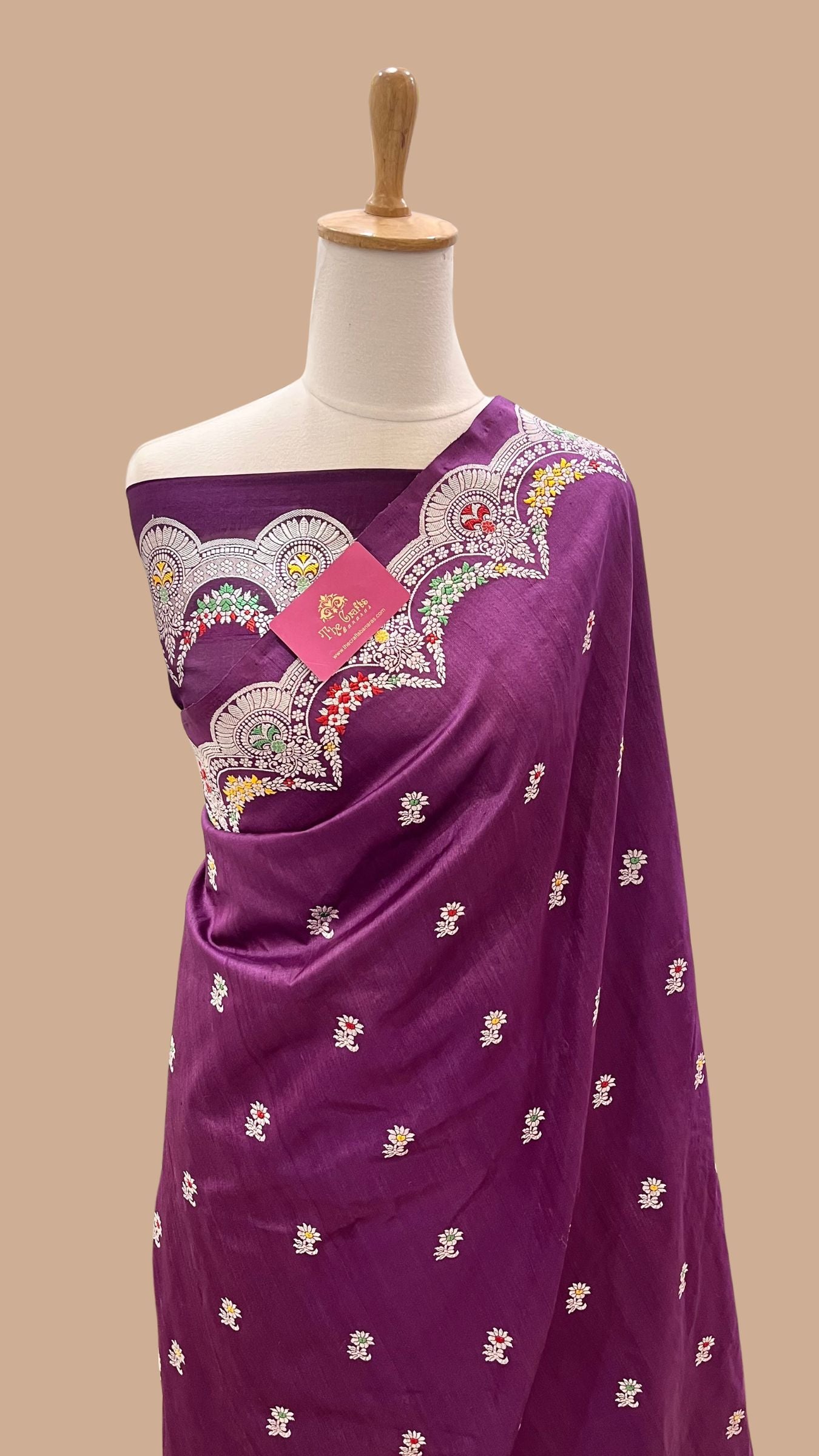 Tussar Georgette Handloom Banarasi Saree - Meenakari