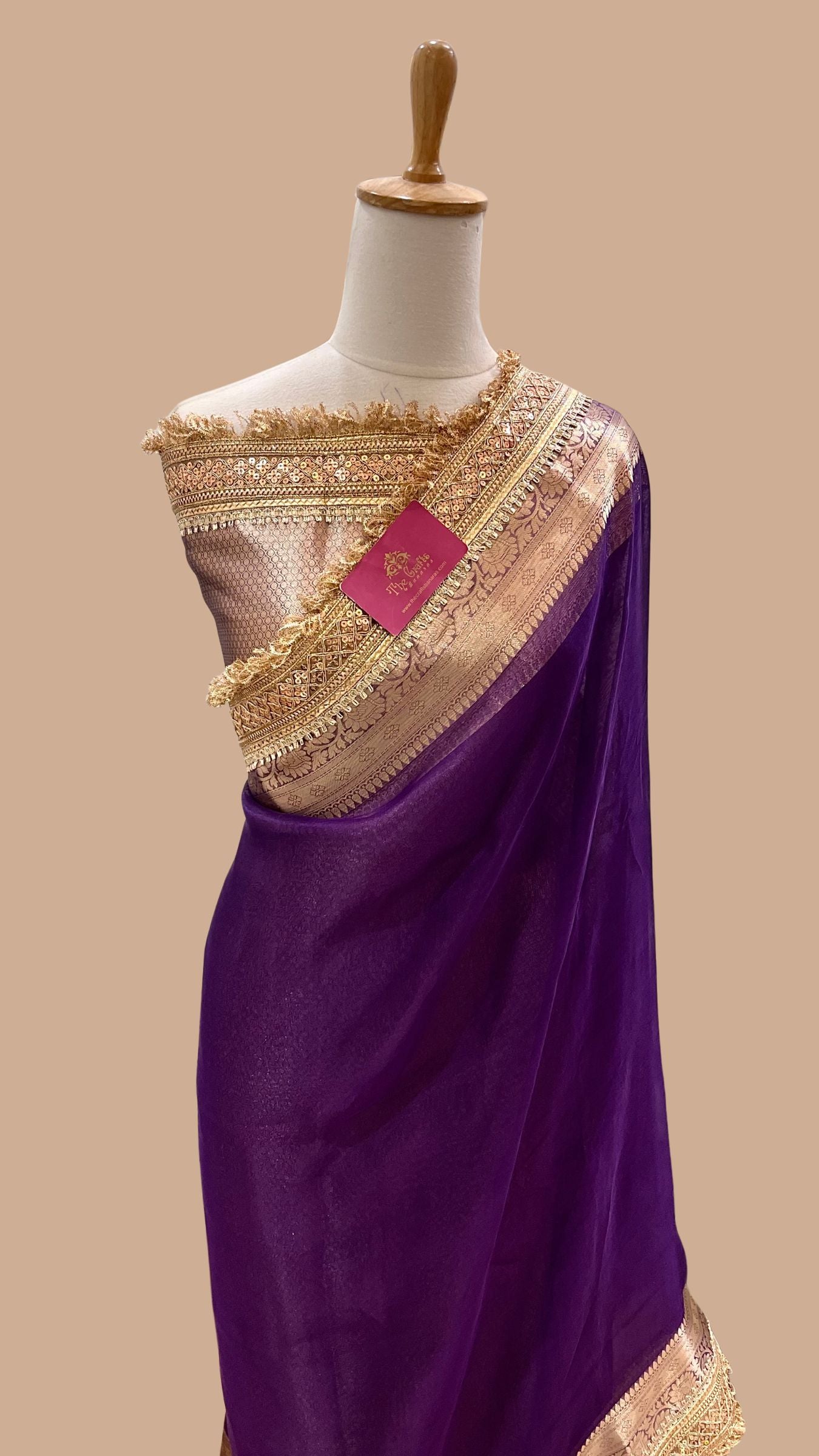 Pure Tissue Silk Handloom Banarasi Saree - with Lace Border