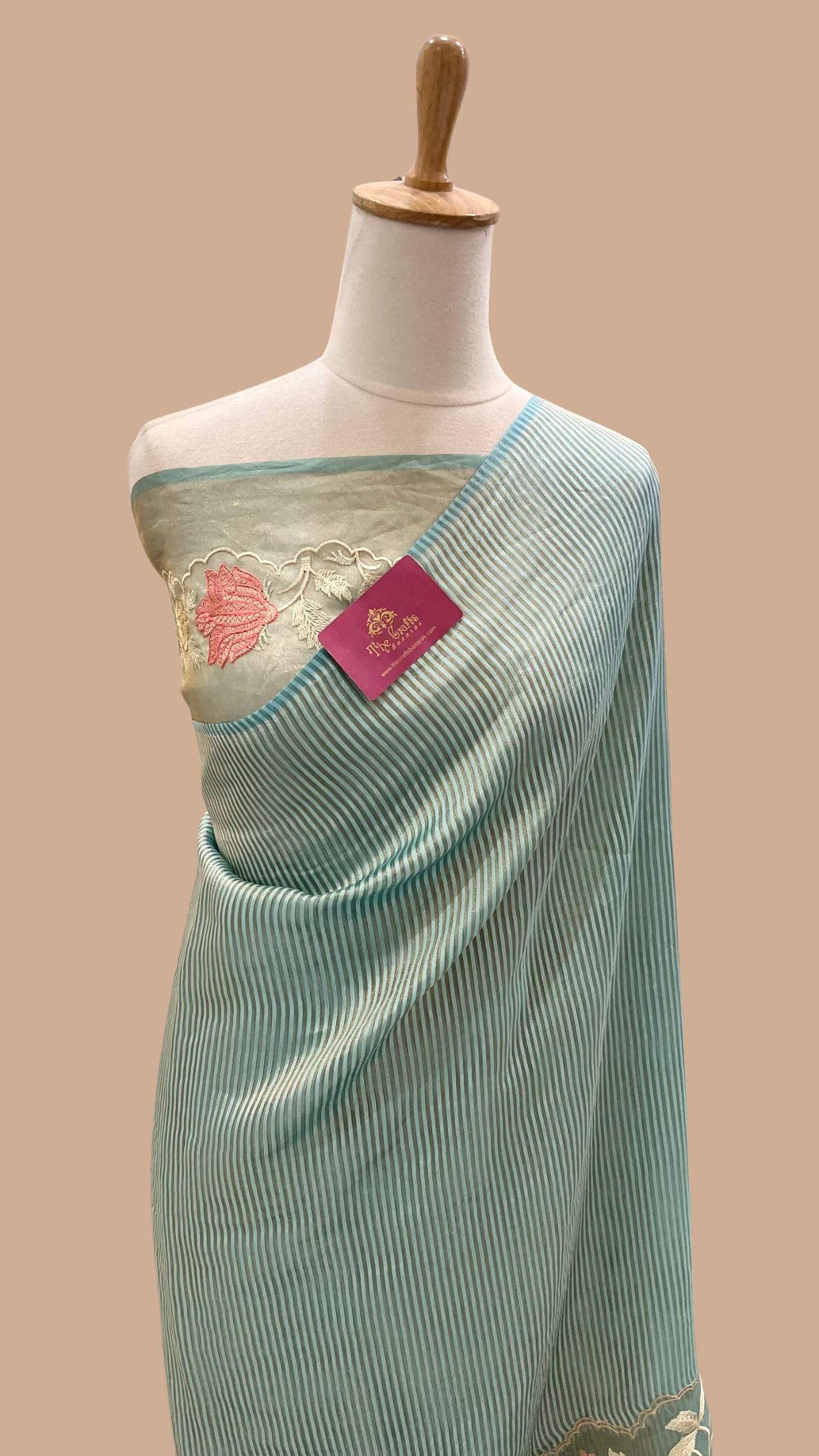 Pure Tissue Silk Banarasi Saree - with Chikankari Border