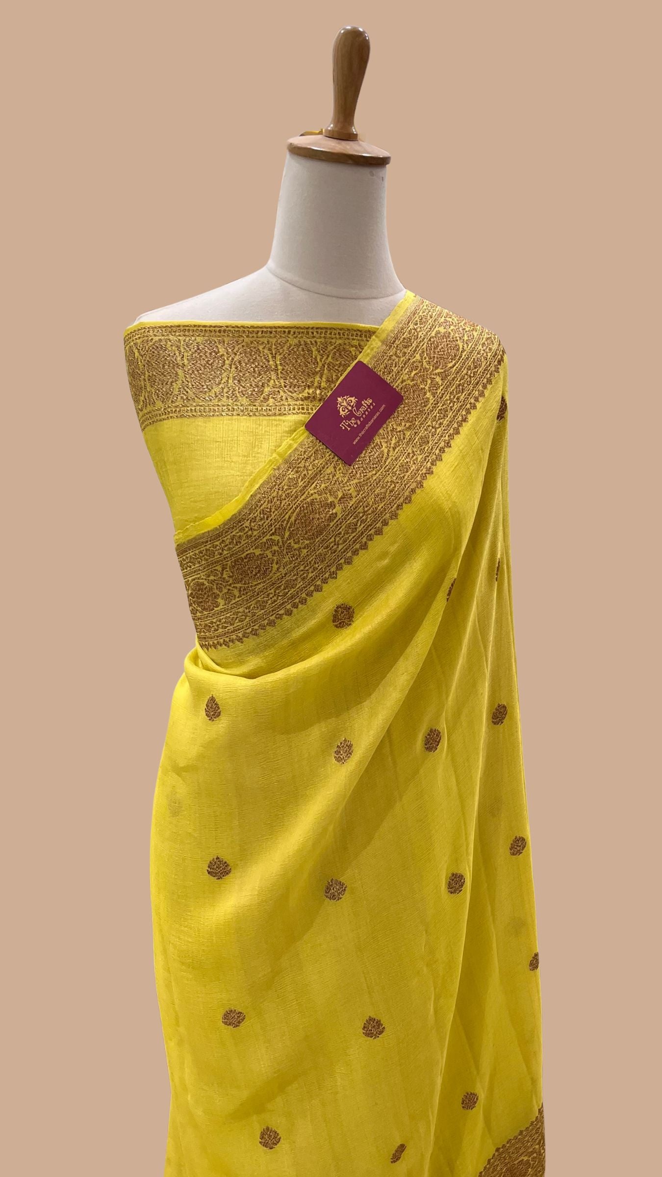 Tussar Georgette Handloom Banarasi Saree - Antique Zari