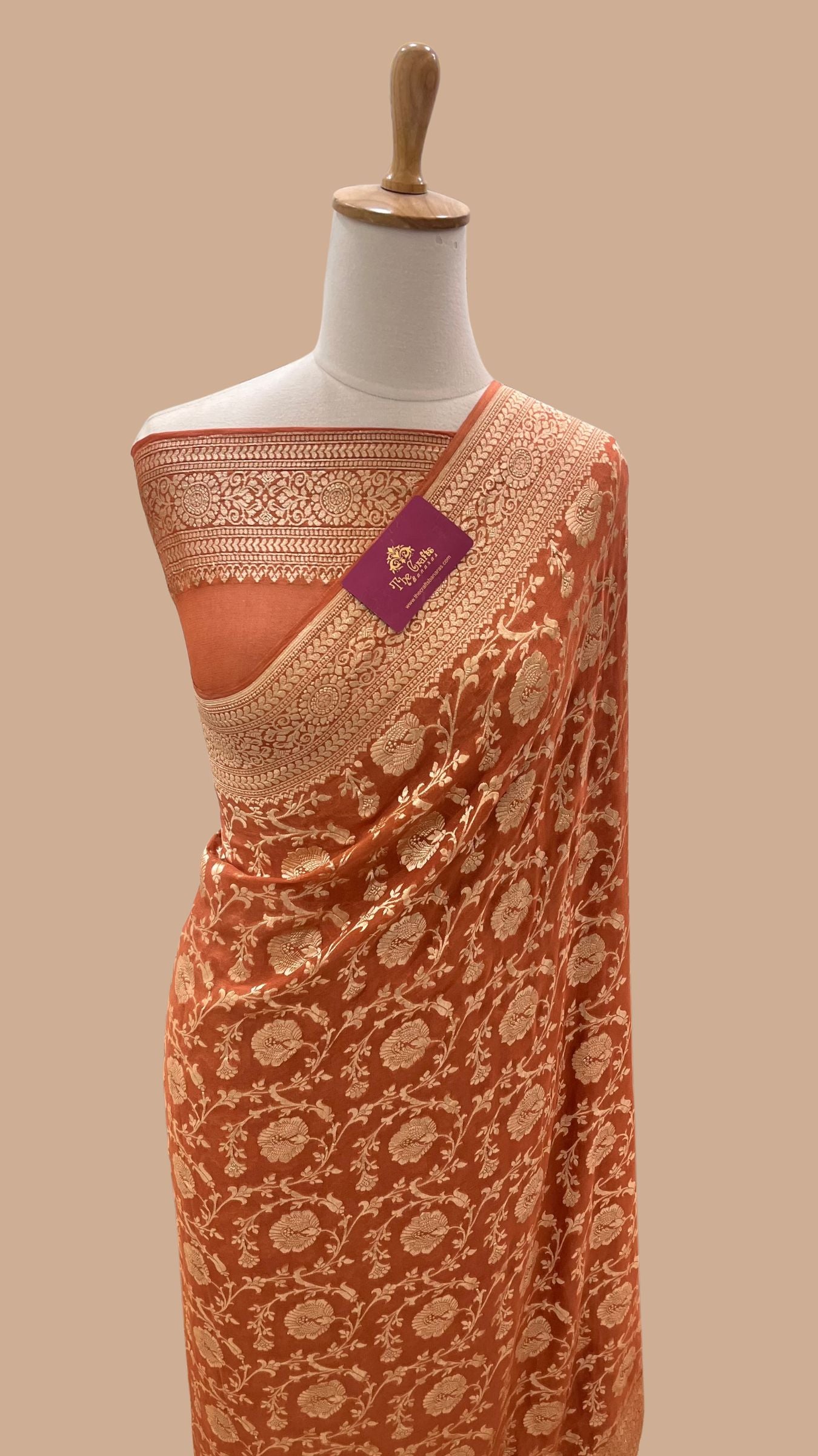Khaddi Georgette Handloom Banarasi Saree - Water Zari